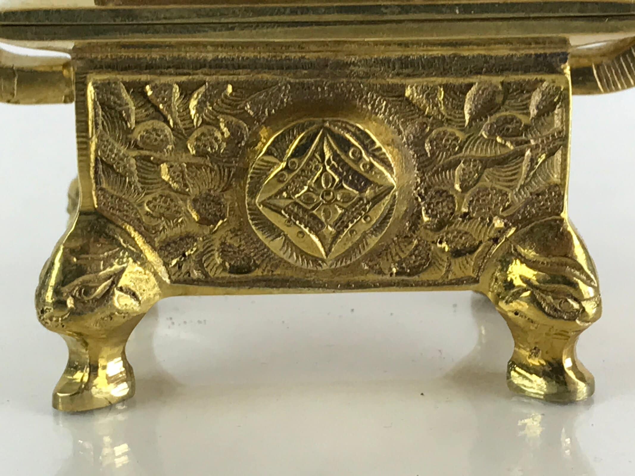 Japanese Buddhist Altar Fitting Brass Incense Burner Vtg Shishi Koro Gold BU830