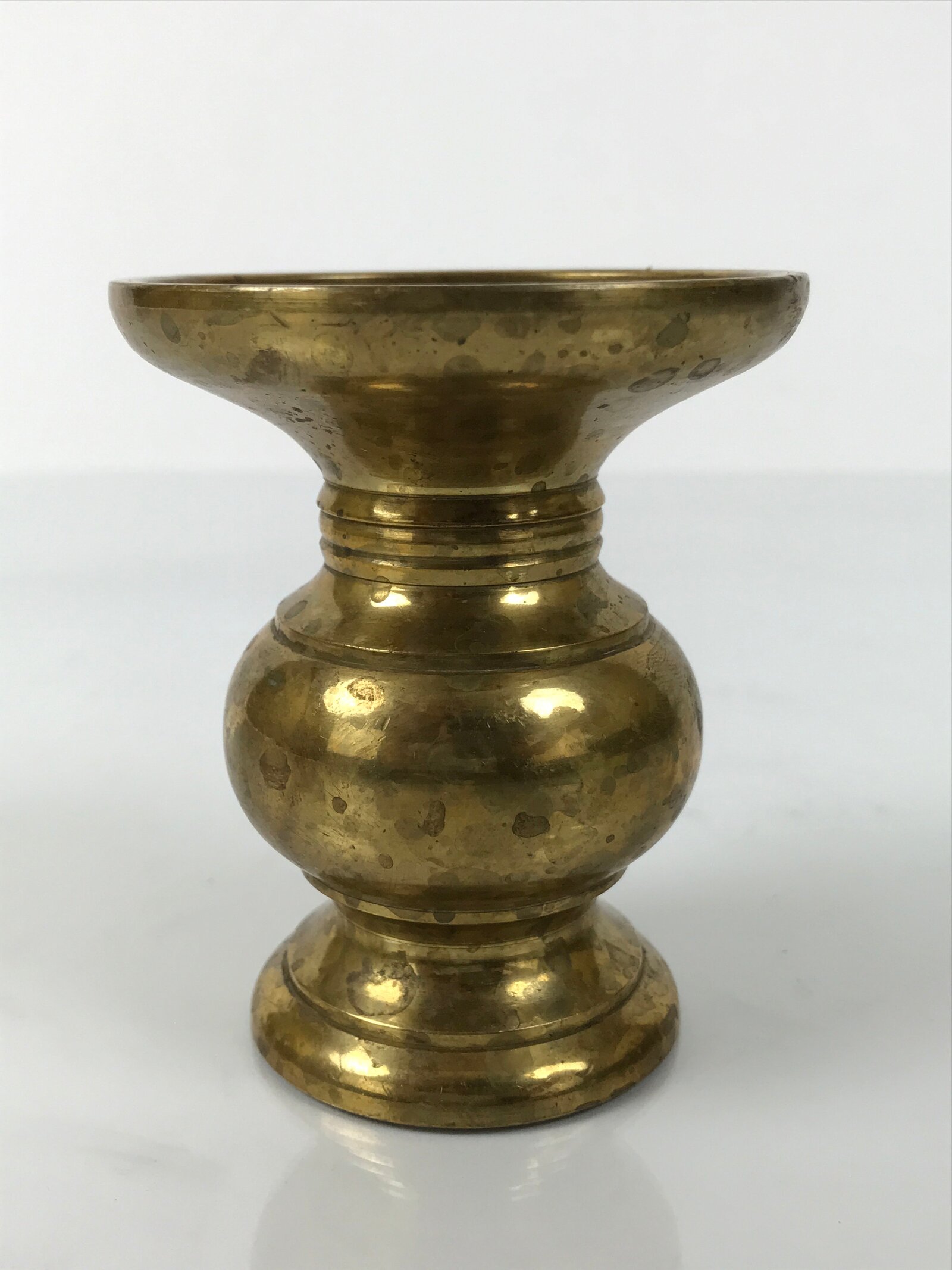 Japanese Buddhist Altar Fitting Brass Metal Flower Vase Vtg Gold Hanatate BA755