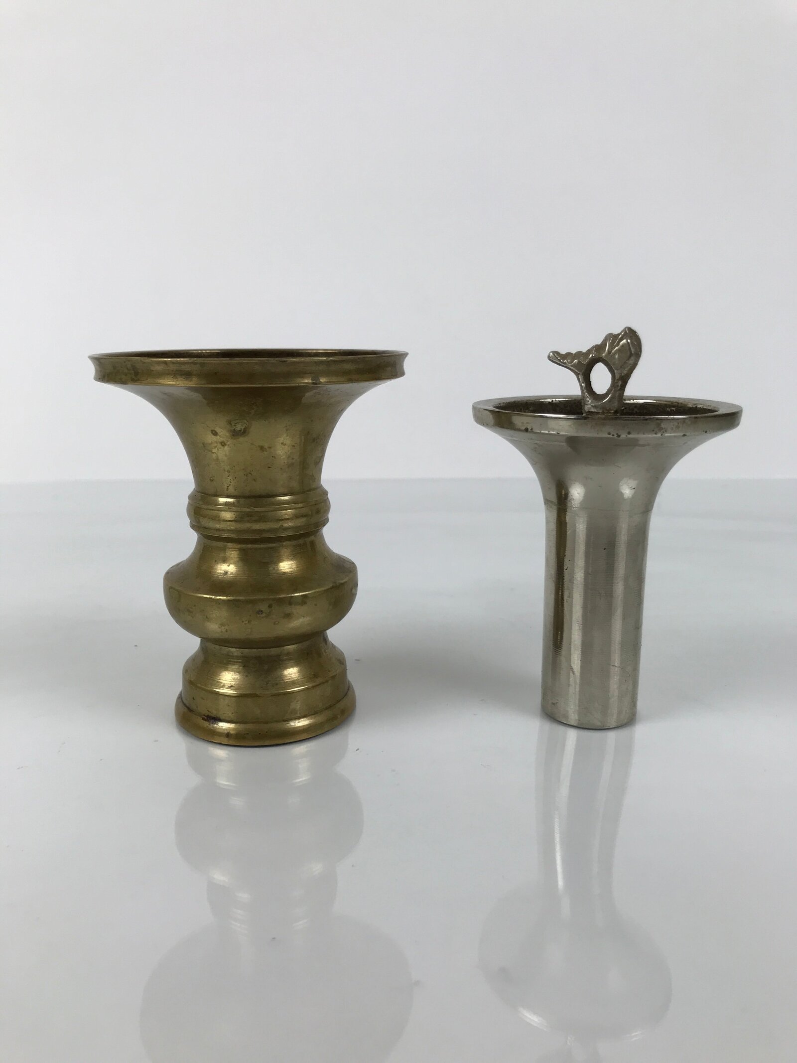 Japanese Buddhist Altar Fitting Brass Metal Flower Vase Vtg Gold Hanatate BA791