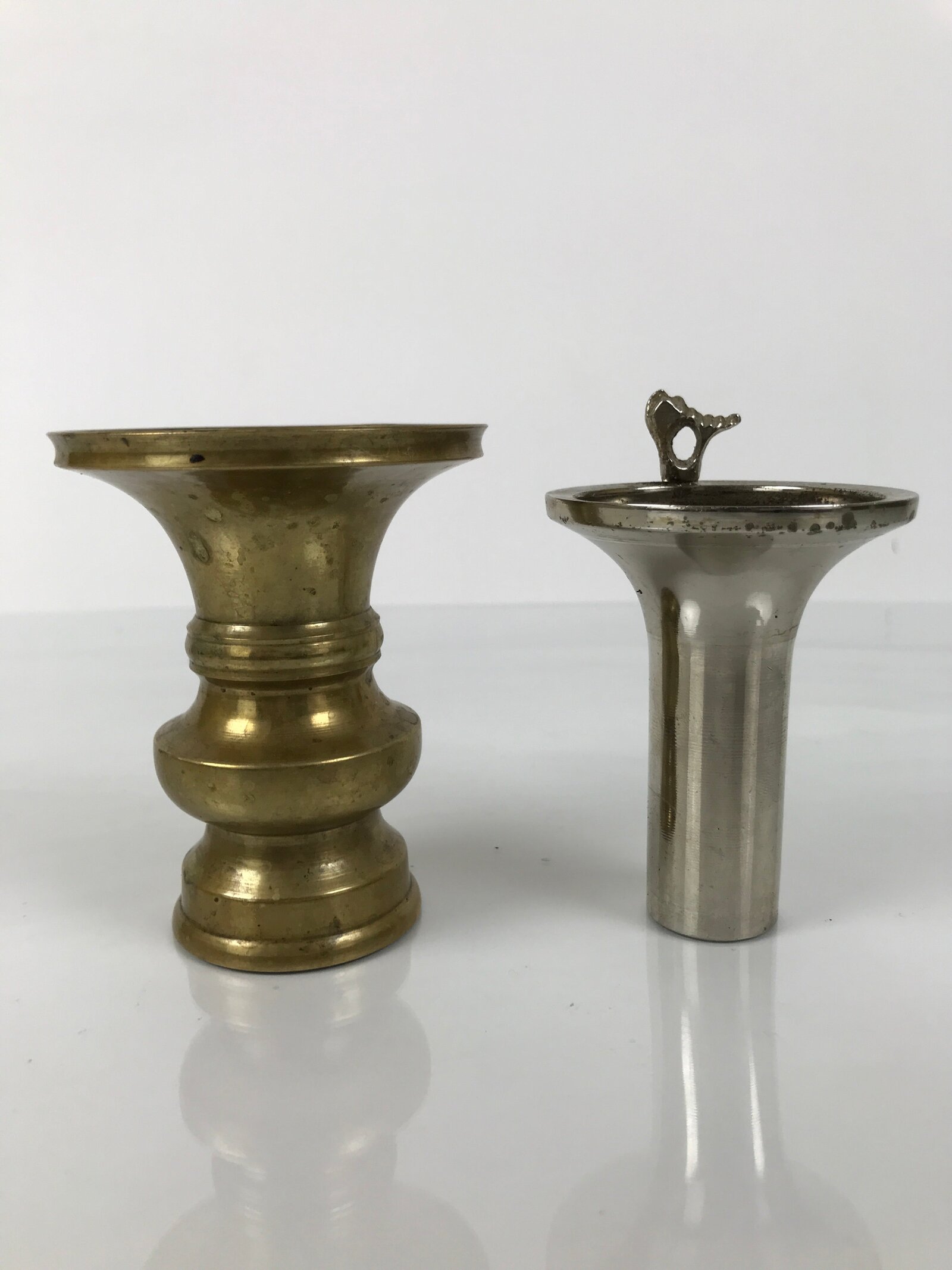 Japanese Buddhist Altar Fitting Brass Metal Flower Vase Vtg Gold Hanatate BA791