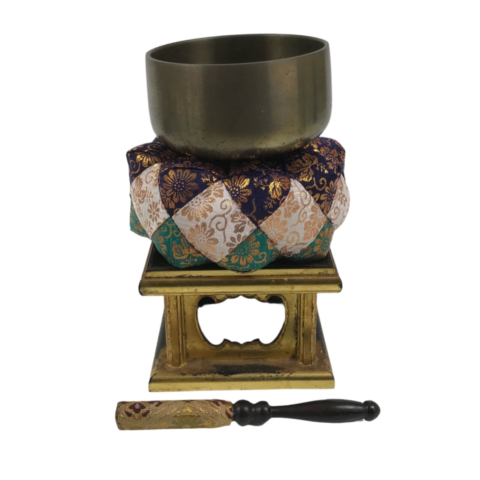 Japanese Buddhist Altar Fitting Brass Orin Bell Singing Bowl Resin Stand BA617