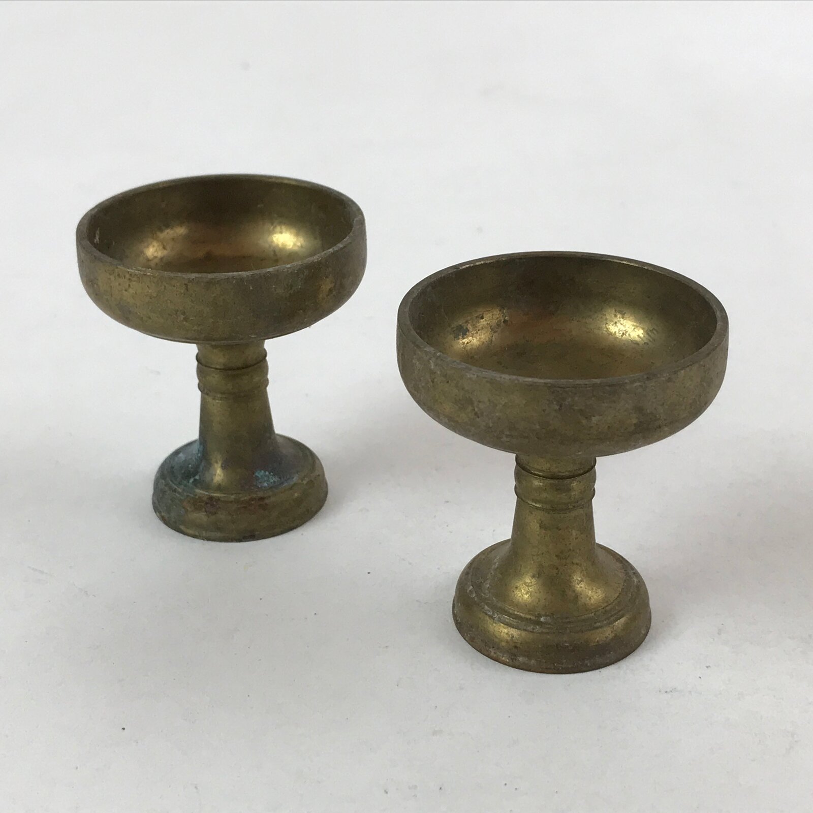 Japanese Buddhist Altar Fitting Brass Rice Offering Cup Vtg 2pc Small Gold BA108