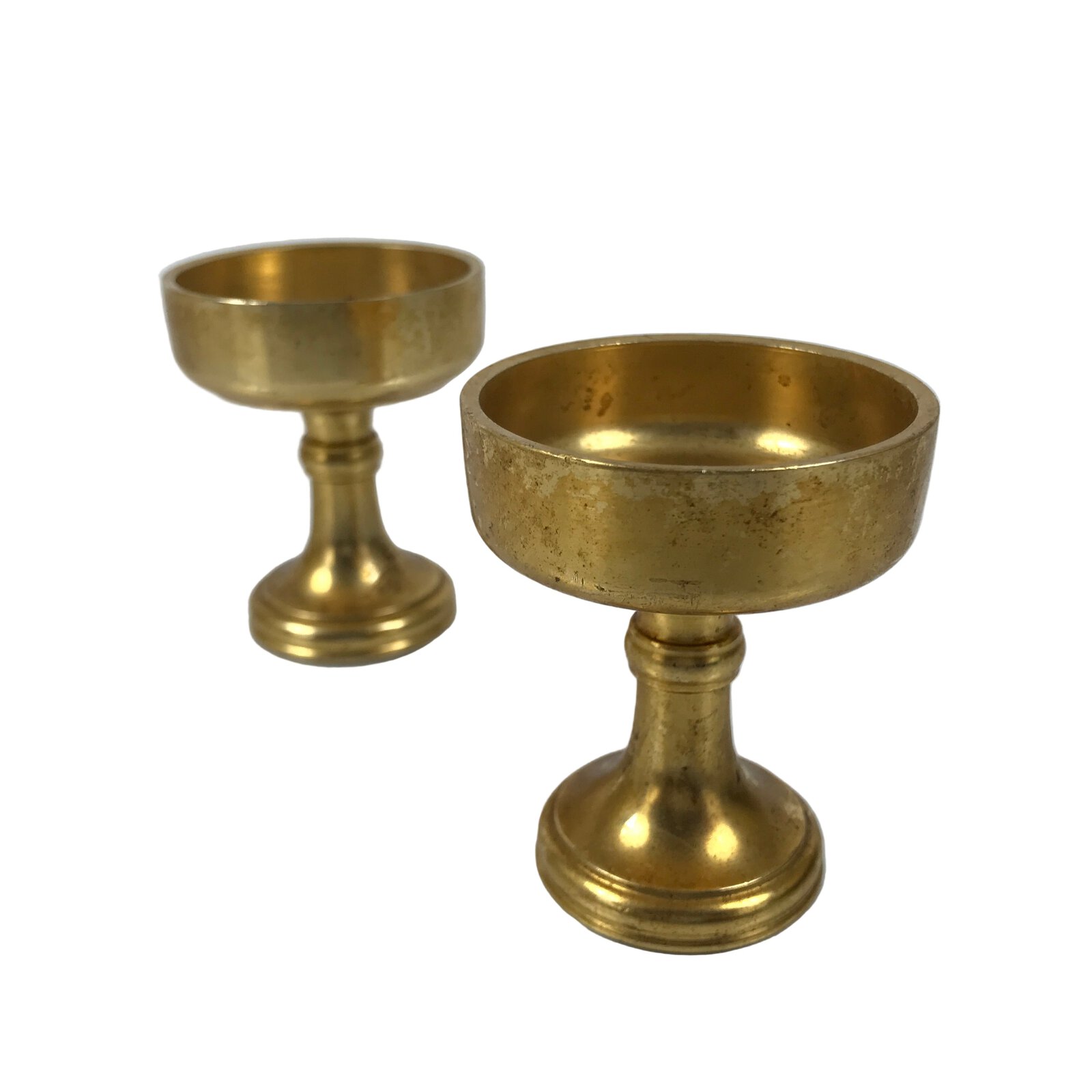 Japanese Buddhist Altar Fitting Brass Rice Offering Cup Vtg Small Gold 2pc BA761