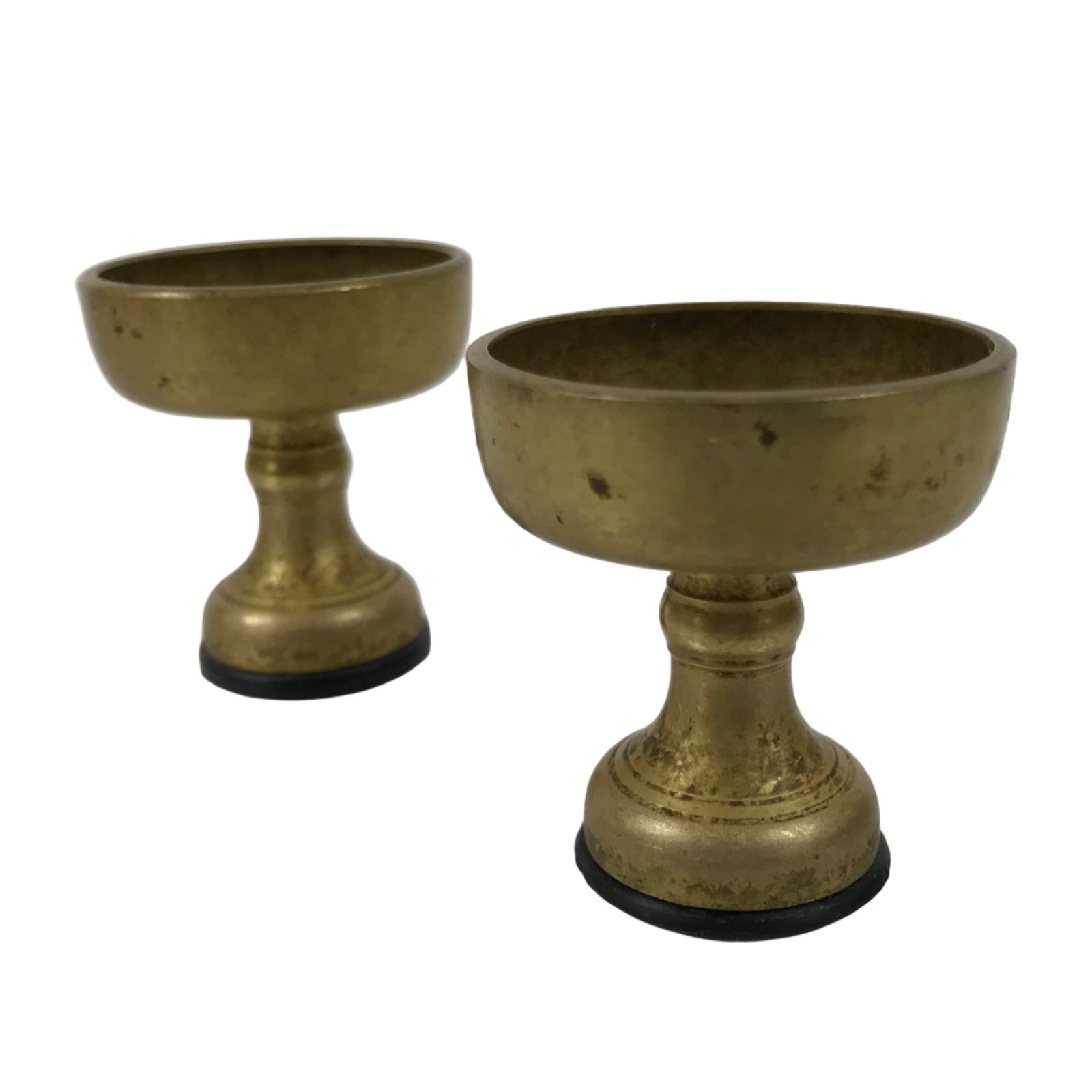 Japanese Buddhist Altar Fitting Brass Rice Offering Cup Vtg Small Gold 2pc BA764