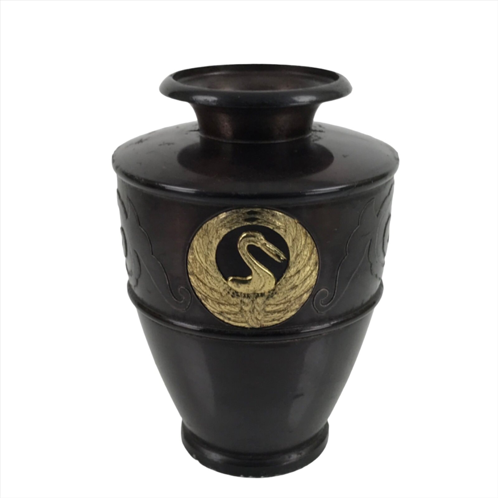 Japanese Buddhist Altar Fitting Bronze Flower Vase Vtg Hanatate Brown BA326