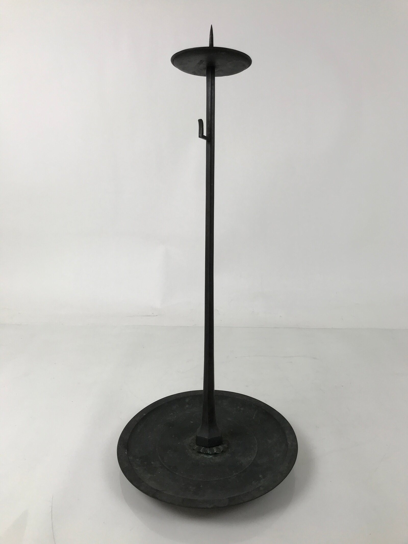 Japanese Buddhist Altar Fitting Bronze Large Candle Stand Metal Shokudai BA596