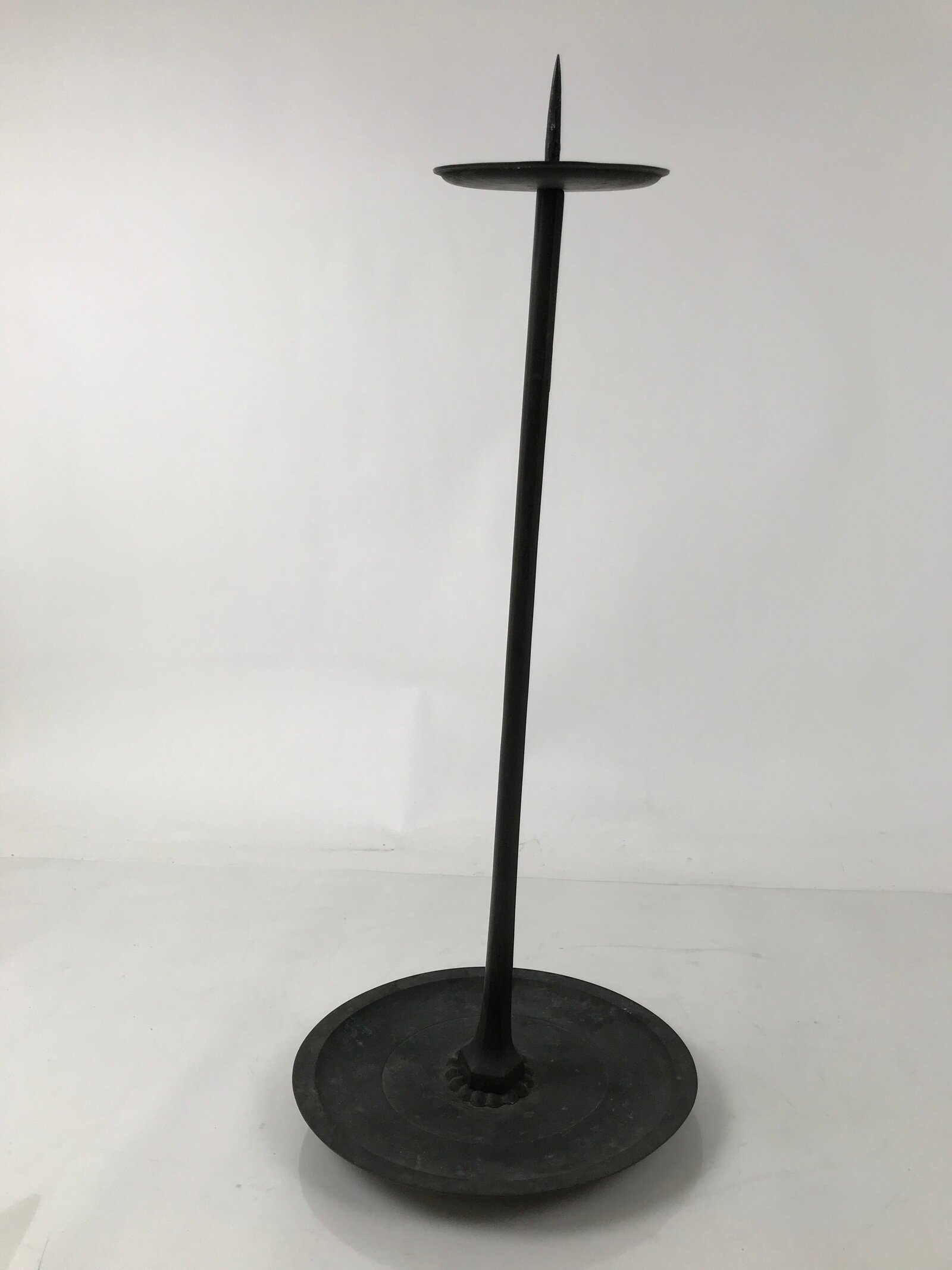 Japanese Buddhist Altar Fitting Bronze Large Candle Stand Metal Shokudai BA596