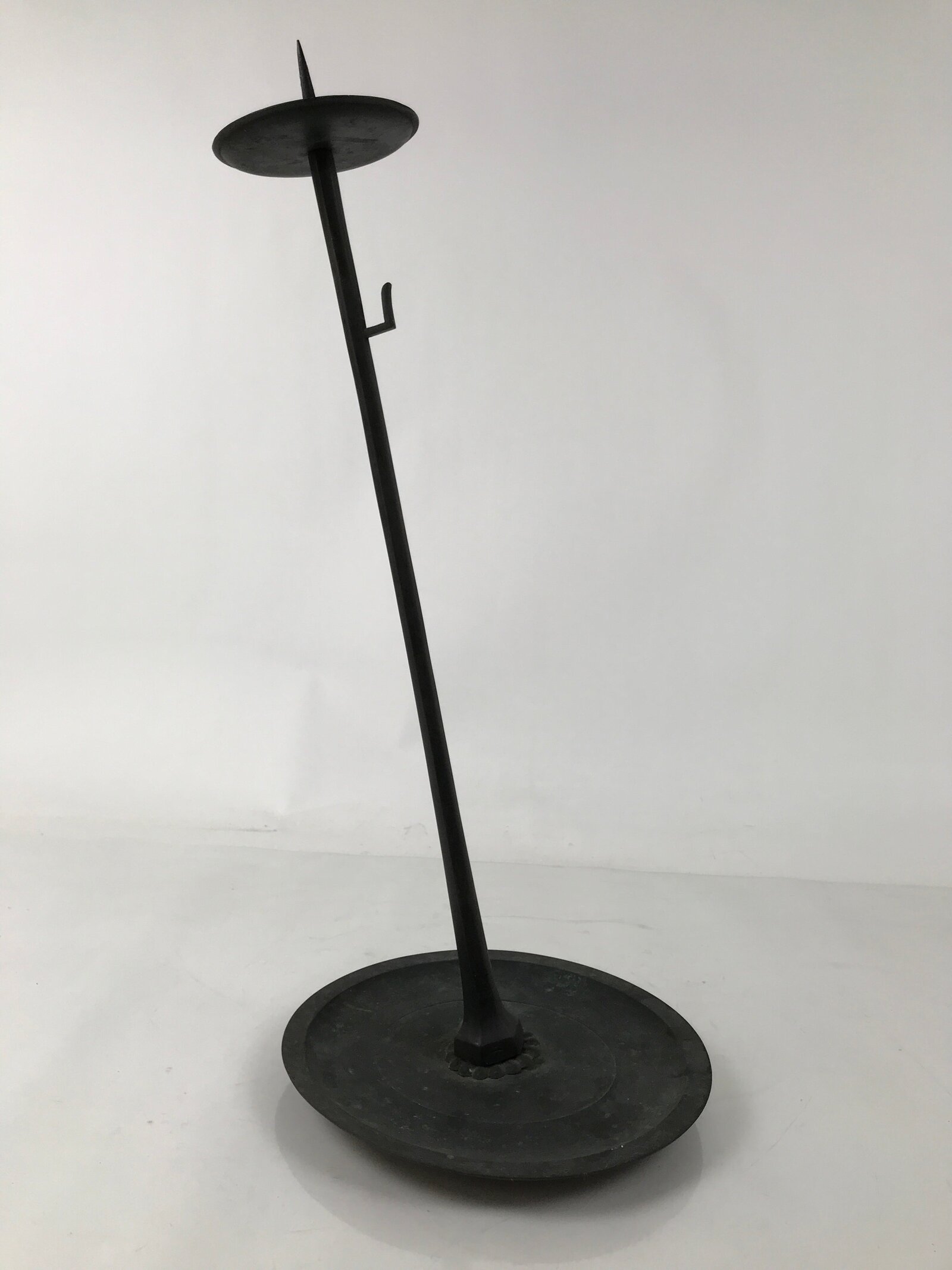 Japanese Buddhist Altar Fitting Bronze Large Candle Stand Metal Shokudai BA596