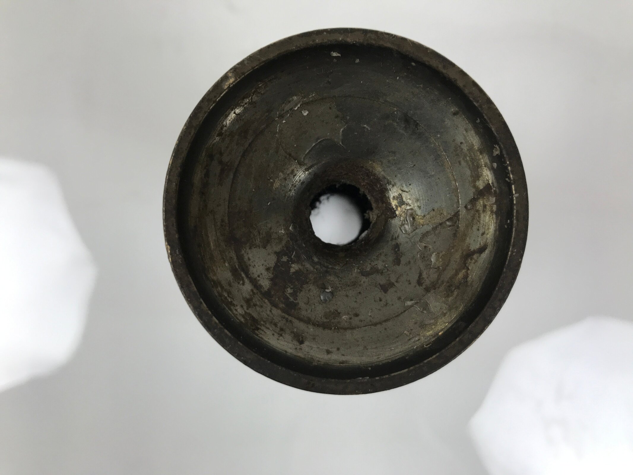 Japanese Buddhist Altar Fitting Bronze Metal Candle Stand Shokudai Brown BA768