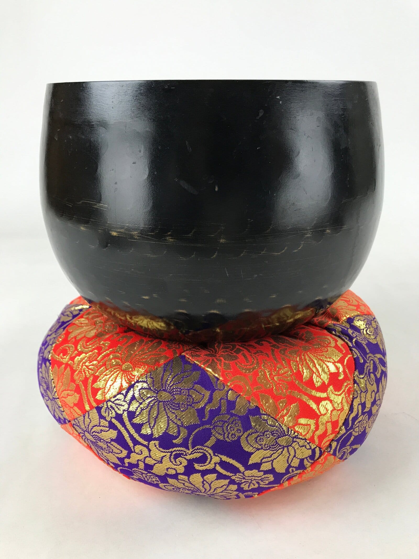 Japanese Buddhist Altar Fitting Bronze Orin Bell Vtg Singing Bowl Pillow BA246