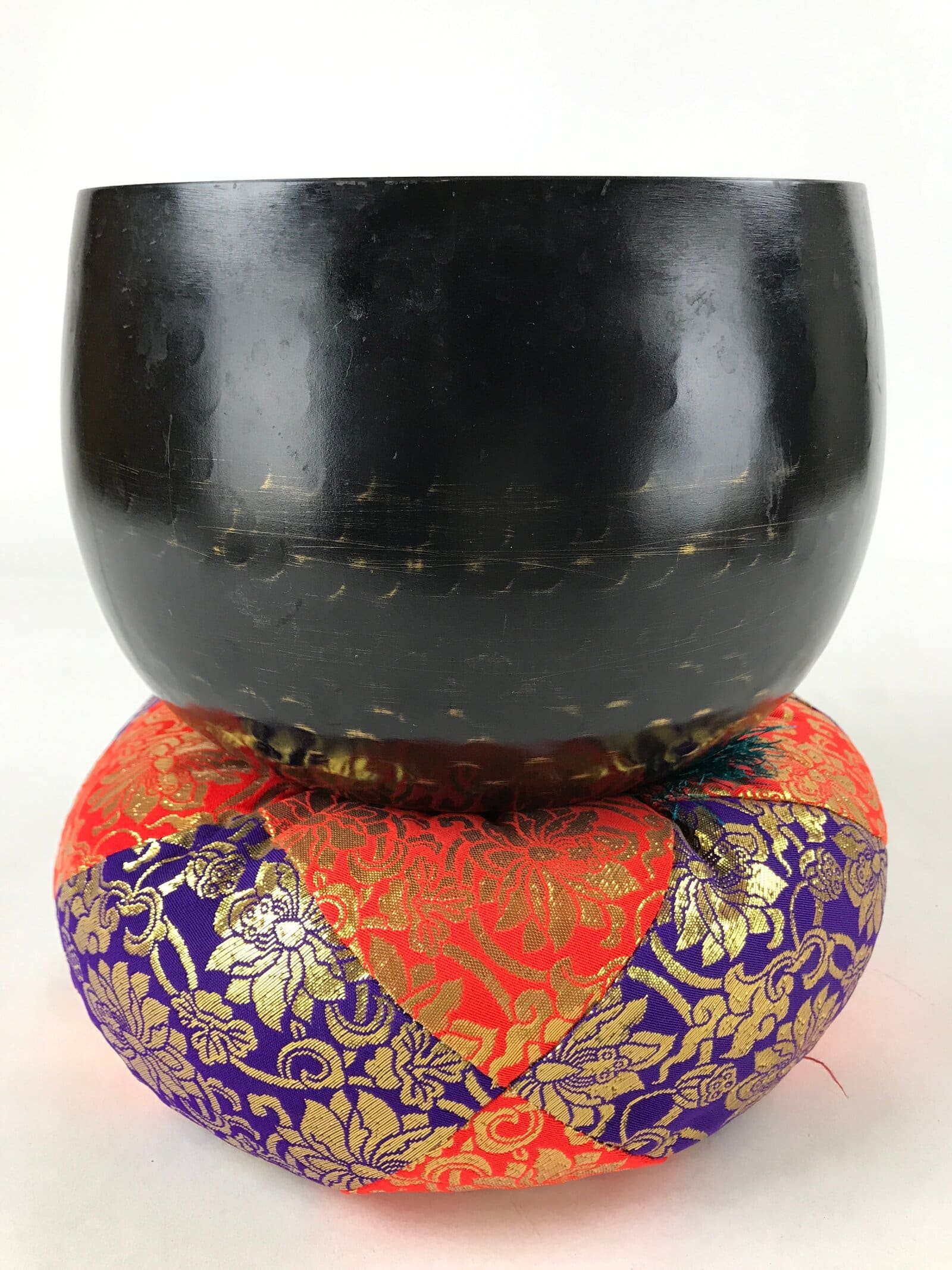 Japanese Buddhist Altar Fitting Bronze Orin Bell Vtg Singing Bowl Pillow BA246