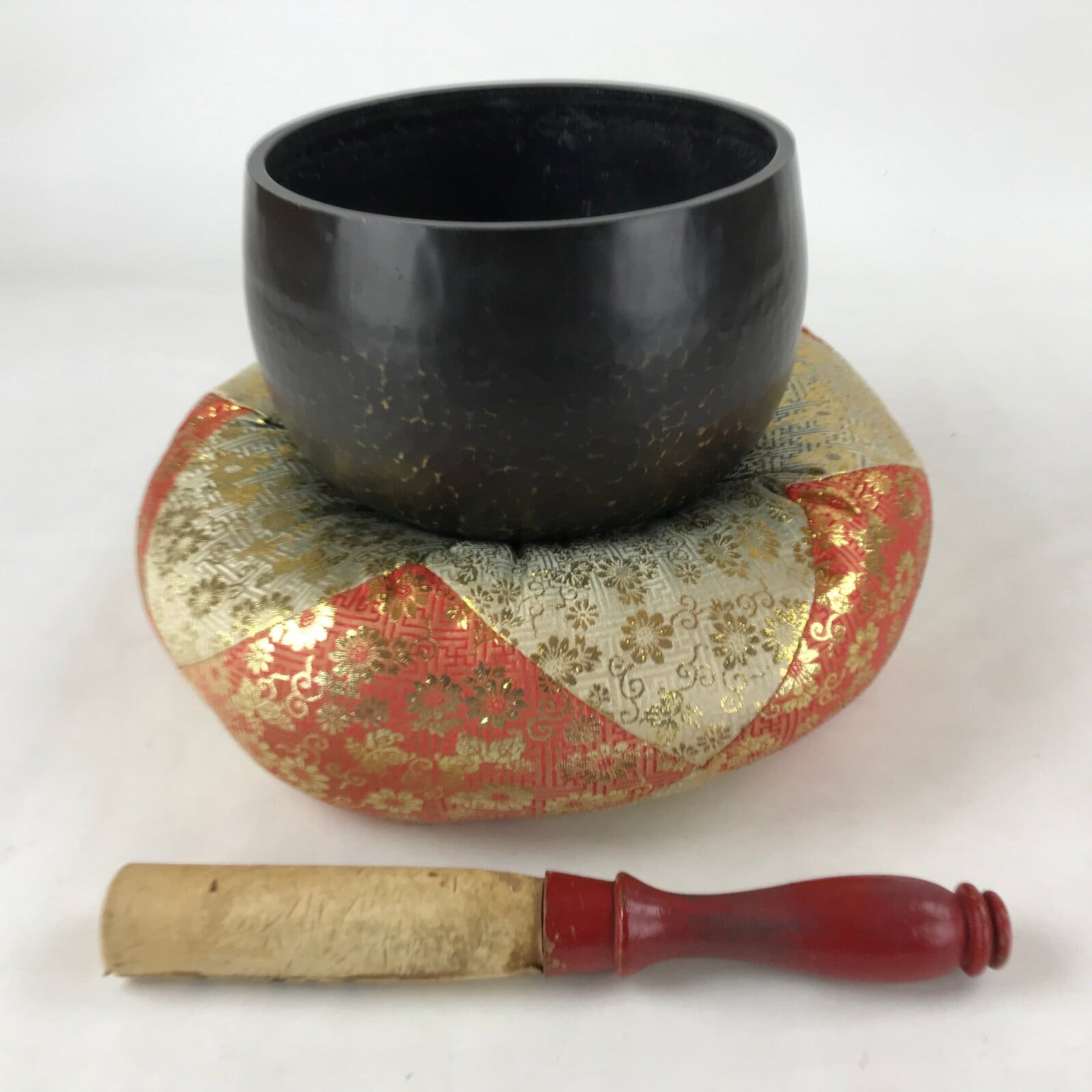 Japanese Buddhist Altar Fitting Bronze Orin Bell Vtg Singing Bowl Pillow BA247