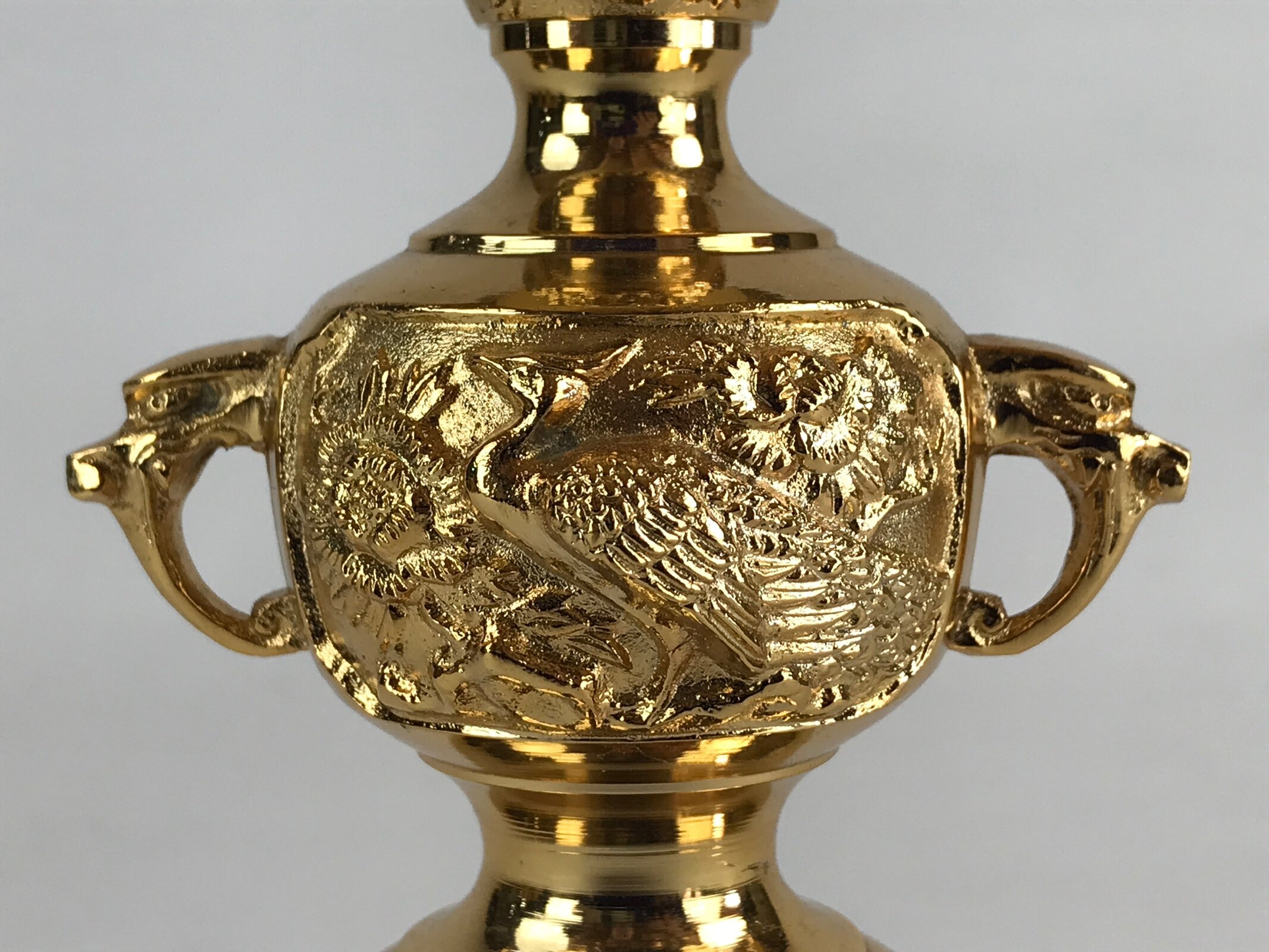 Japanese Buddhist Altar Fitting Candle Stand Brass Shokudai Butsudan Gold BU911