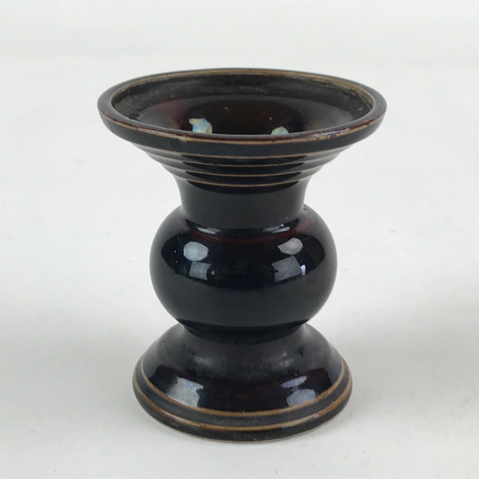 Japanese Buddhist Altar Fitting Ceramic Flower Vase Vtg Butsugu Brown BA53