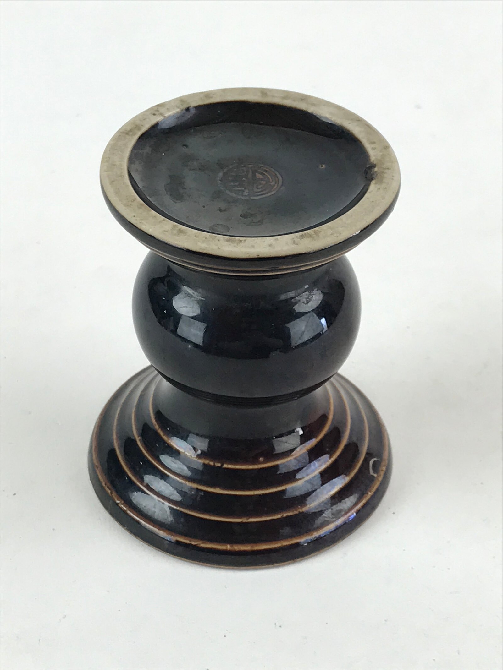 Japanese Buddhist Altar Fitting Ceramic Flower Vase Vtg Butsugu Brown BA53