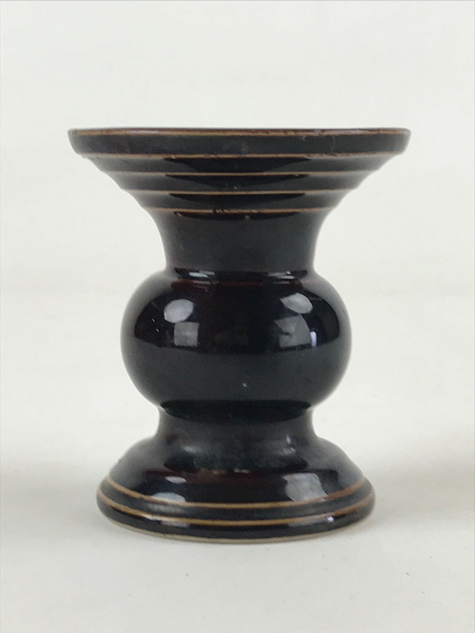 Japanese Buddhist Altar Fitting Ceramic Flower Vase Vtg Butsugu Brown BA53