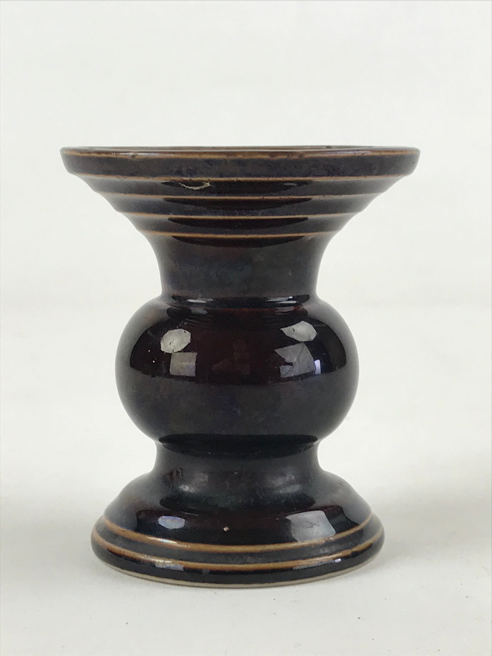 Japanese Buddhist Altar Fitting Ceramic Flower Vase Vtg Butsugu Brown BA53