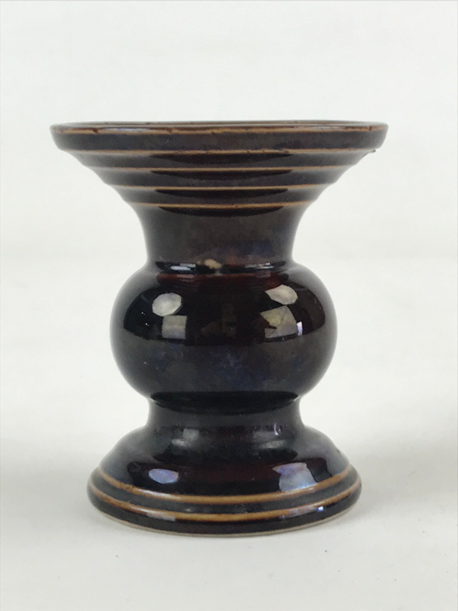 Japanese Buddhist Altar Fitting Ceramic Flower Vase Vtg Butsugu Brown BA53