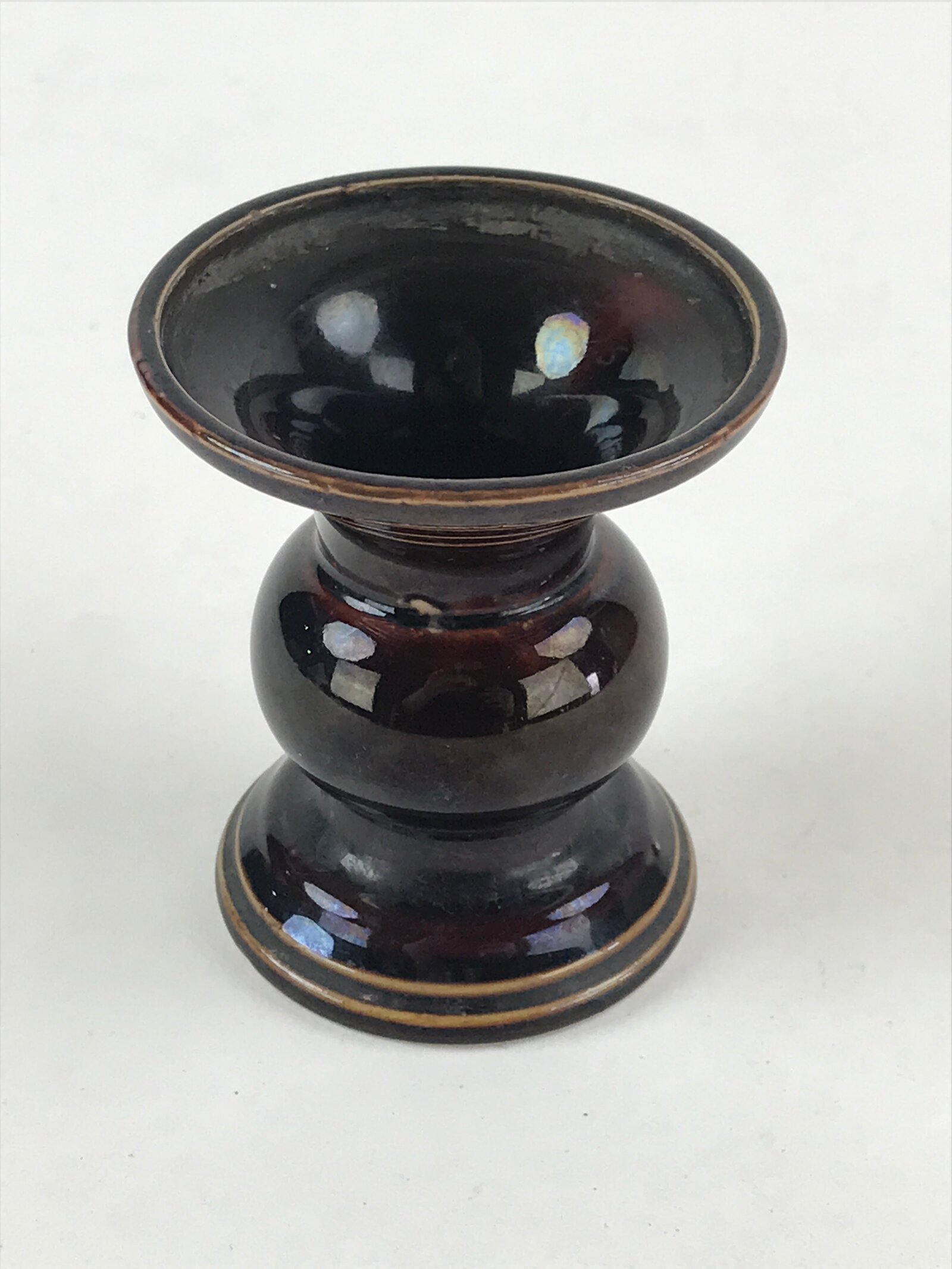 Japanese Buddhist Altar Fitting Ceramic Flower Vase Vtg Butsugu Brown BA53