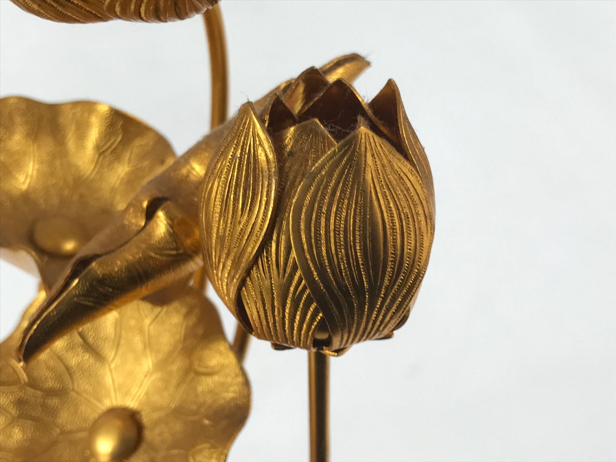 Japanese Buddhist Altar Fitting Copper Golden Lotus Flowers Vtg Jouka Gold BA682