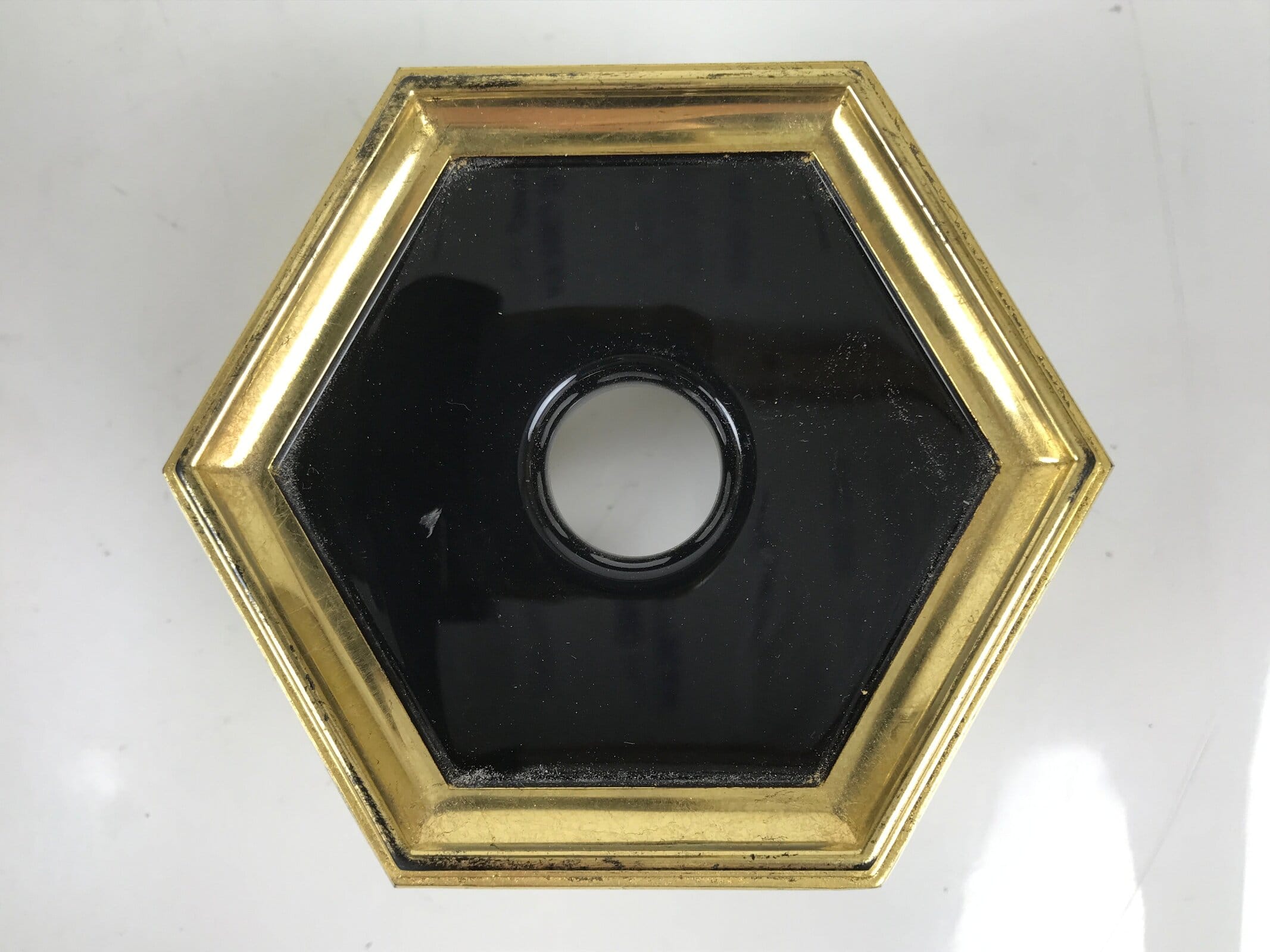 Japanese Buddhist Altar Fitting Copper Orin Bell Singing Bowl Resin Stand BA616