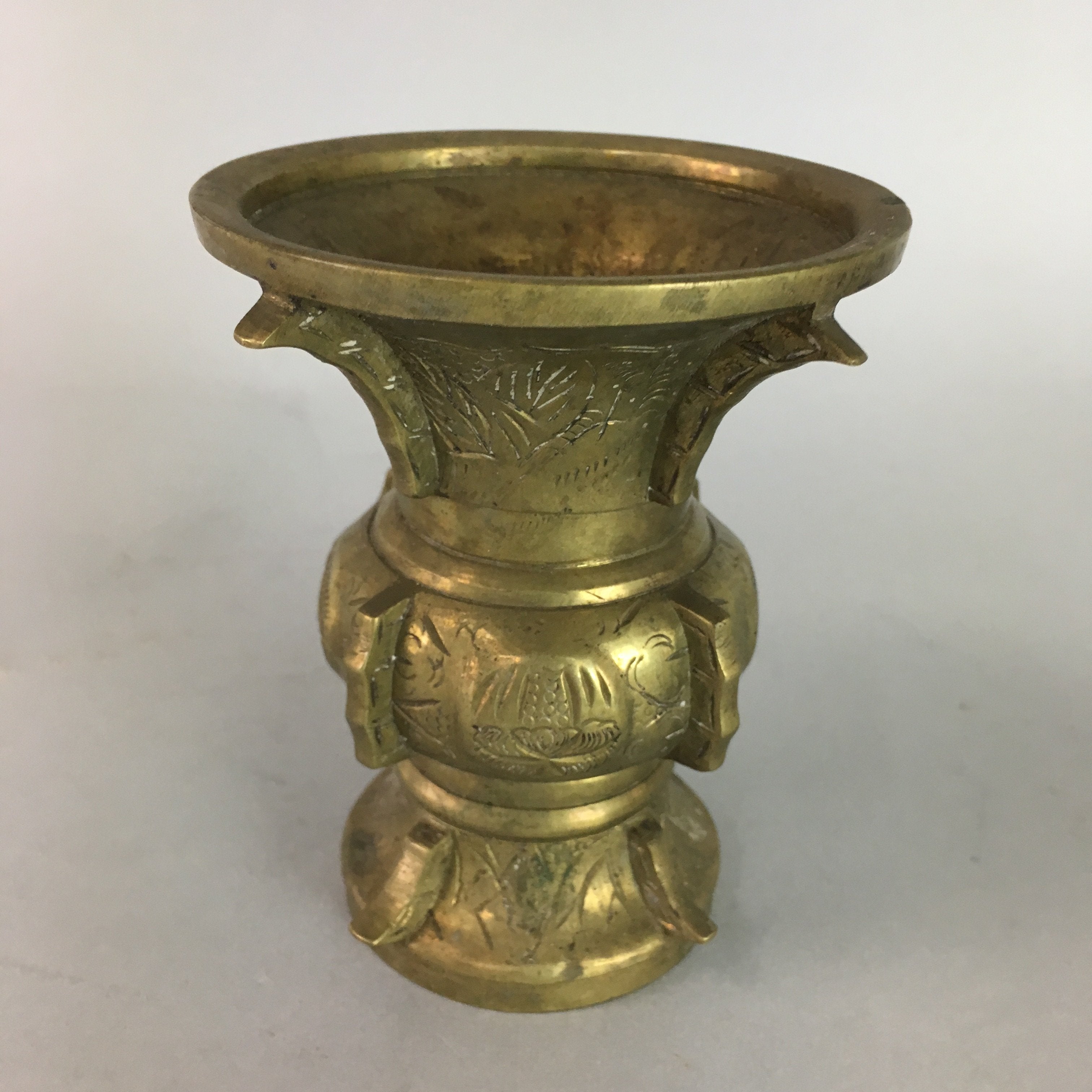 Japanese Buddhist Altar Fitting Flower Stand Vase Vtg Brass Butsudan B795