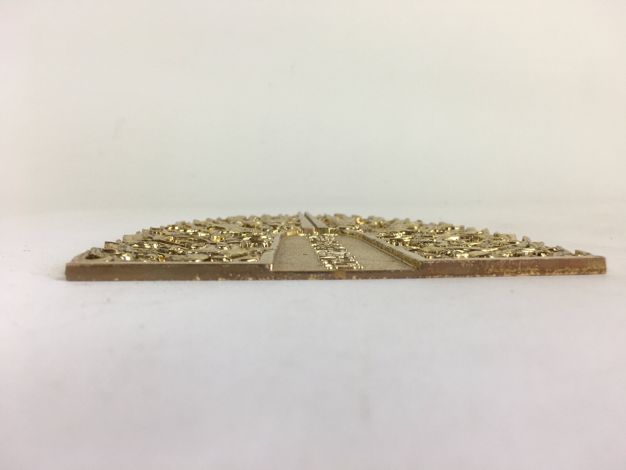 Japanese Buddhist Altar Fitting Gold Brass Plate Vtg Yakushiji Temple Butsudan B