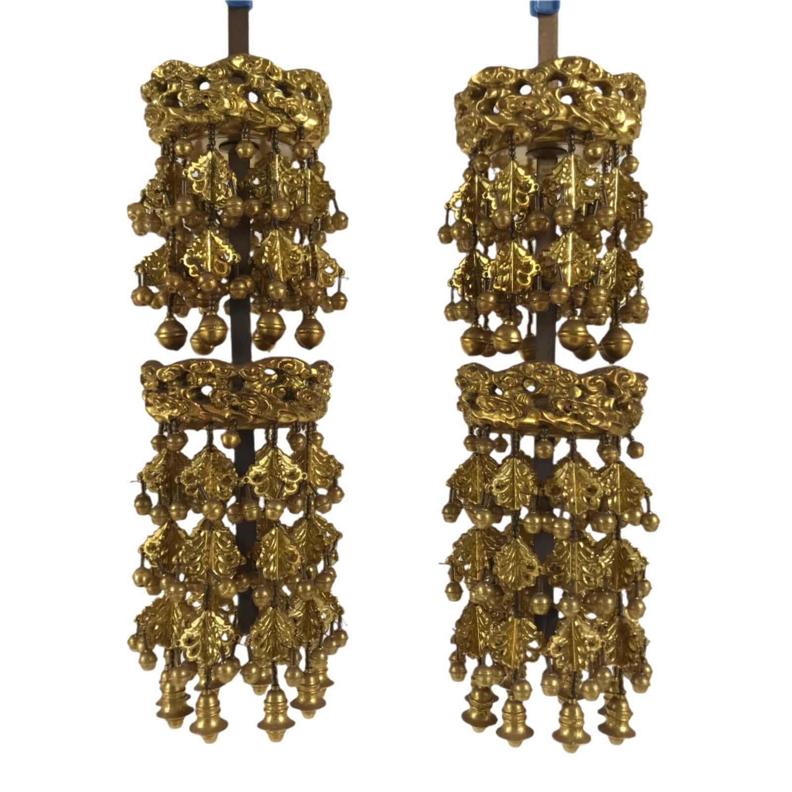 Japanese Buddhist Altar Fitting Hanging Lantern Wooden Yoraku Vtg Butsugu BA706