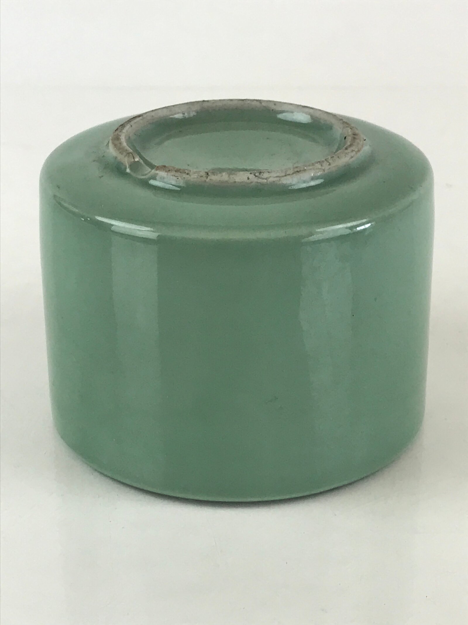 Japanese Buddhist Altar Fitting Incense Burner Vtg Light Green glaze Koro BU841