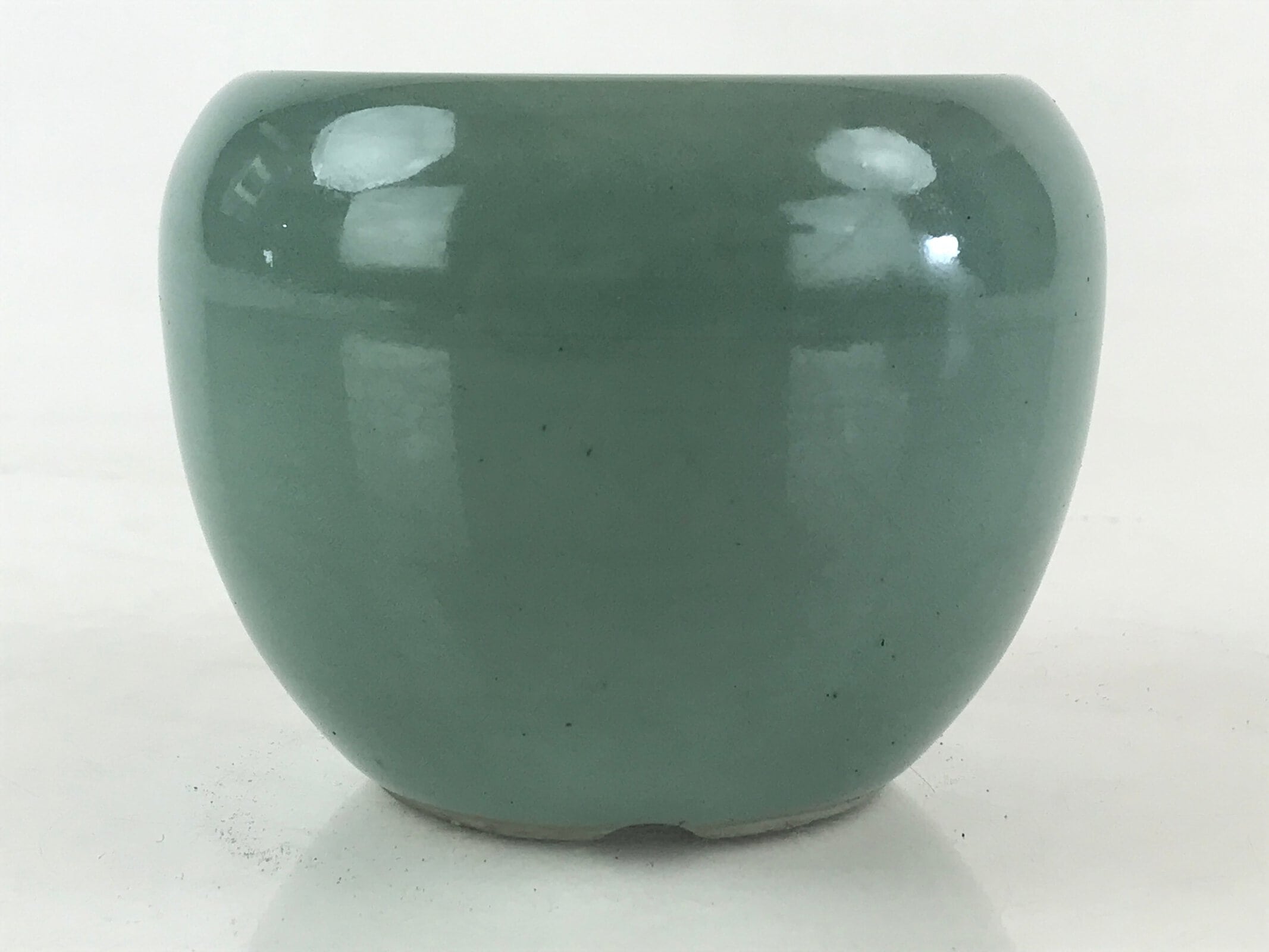 Japanese Buddhist Altar Fitting Incense Burner Vtg Light Green glaze Koro BU842