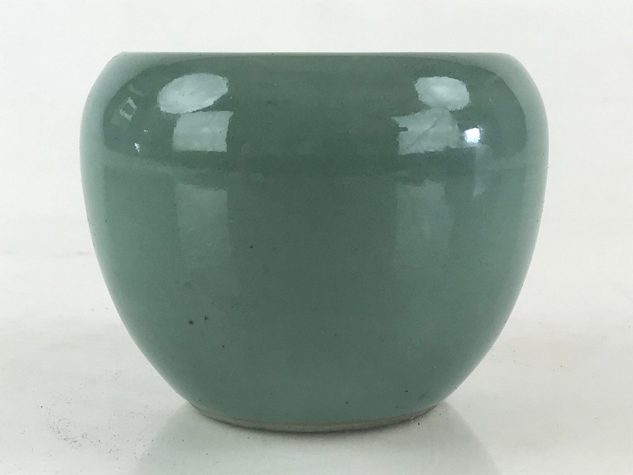 Japanese Buddhist Altar Fitting Incense Burner Vtg Light Green glaze Koro BU842