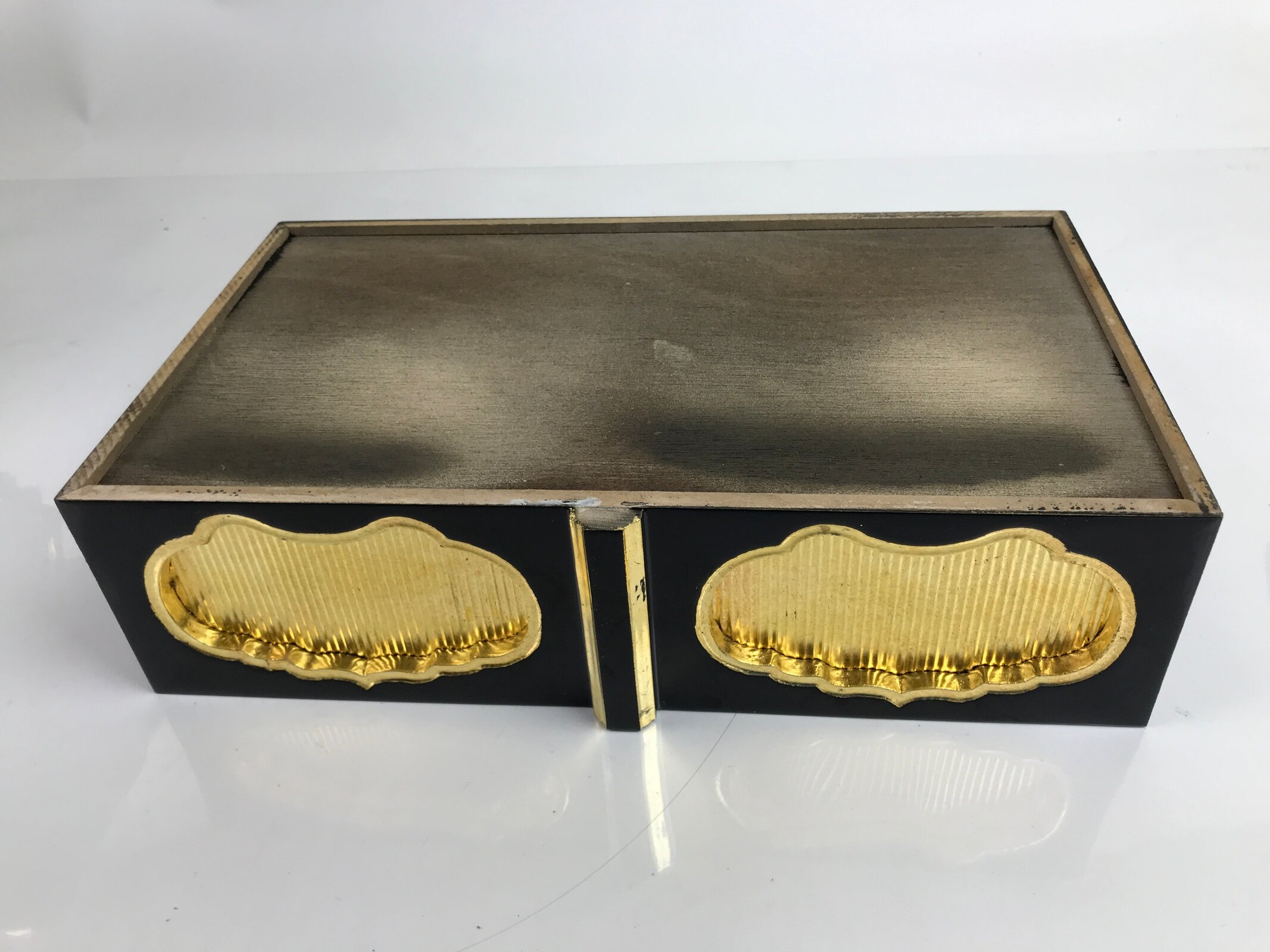 Japanese Buddhist Altar Fitting Lacquer Kyozukue Offering Table Black Gold BA371