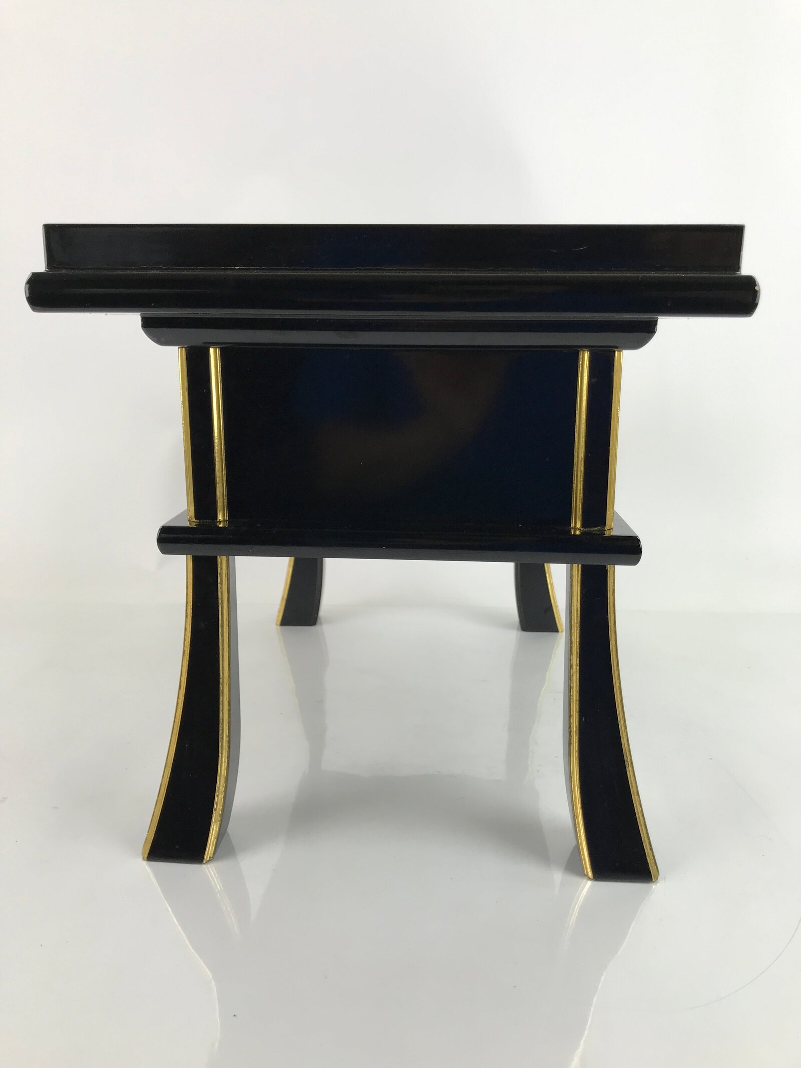 Japanese Buddhist Altar Fitting Lacquer Kyozukue Offering Table Black Gold BA371