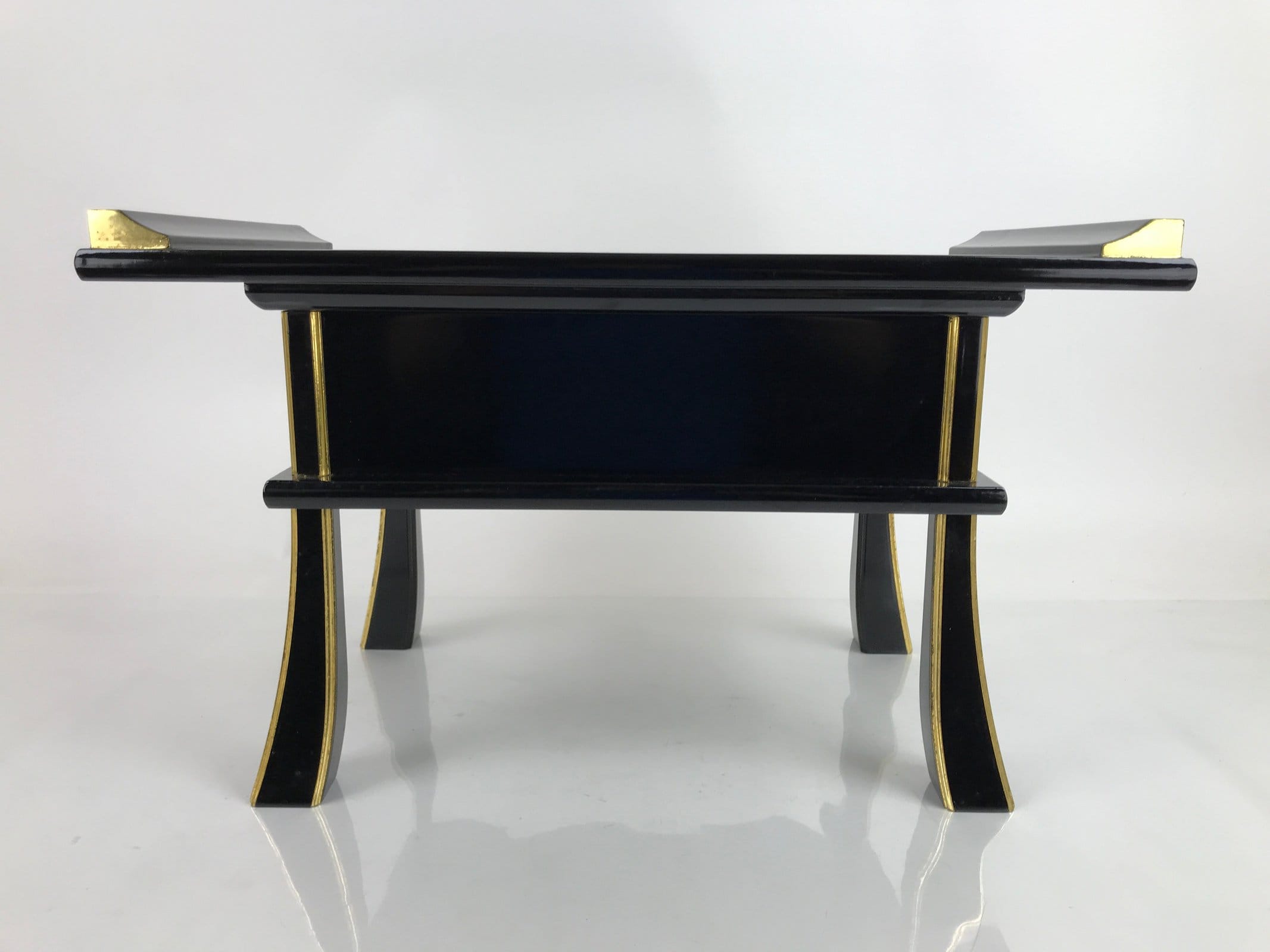 Japanese Buddhist Altar Fitting Lacquer Kyozukue Offering Table Black Gold BA371