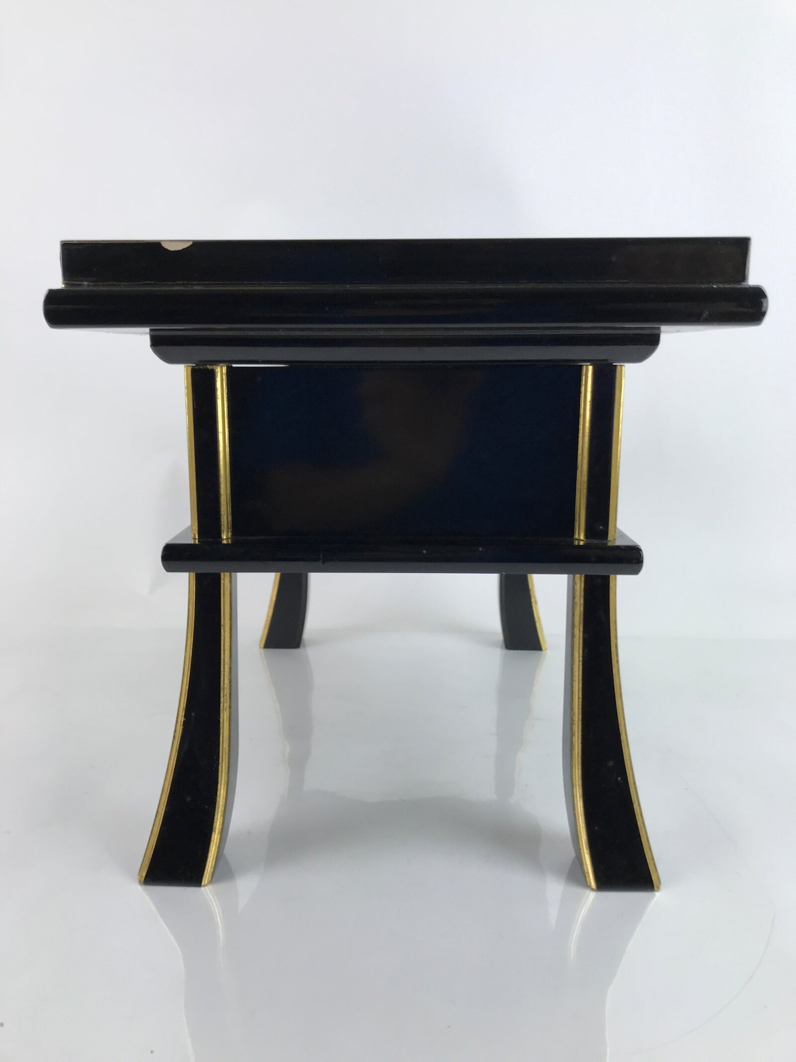 Japanese Buddhist Altar Fitting Lacquer Kyozukue Offering Table Black Gold BA371