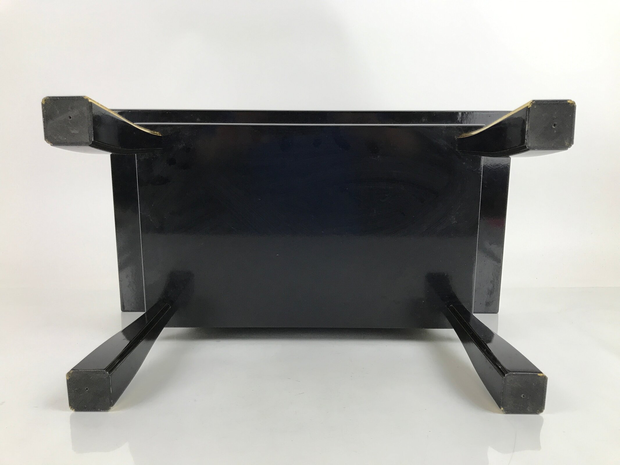 Japanese Buddhist Altar Fitting Lacquer Kyozukue Offering Table Black Gold BA371