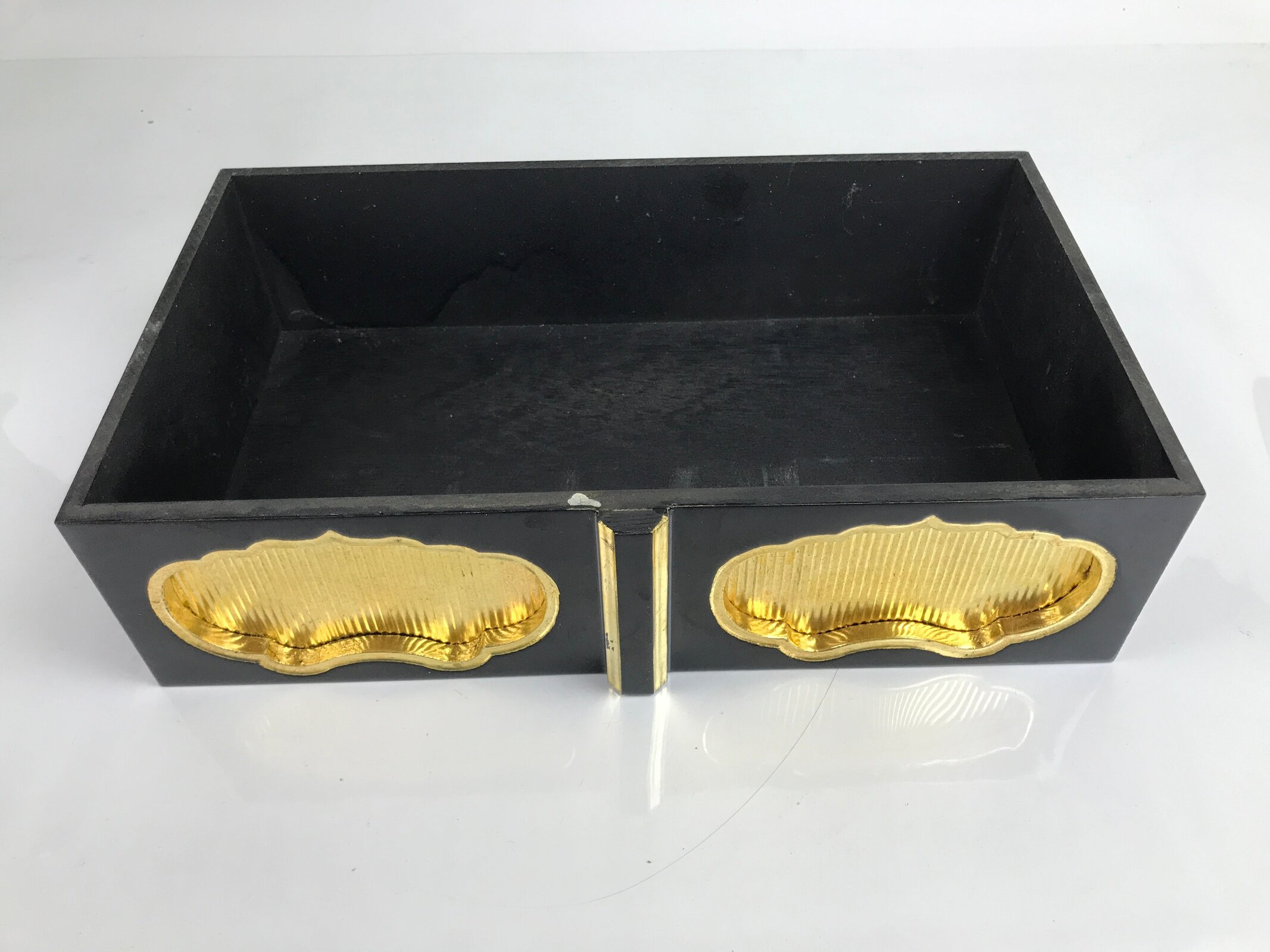 Japanese Buddhist Altar Fitting Lacquer Kyozukue Offering Table Black Gold BA371