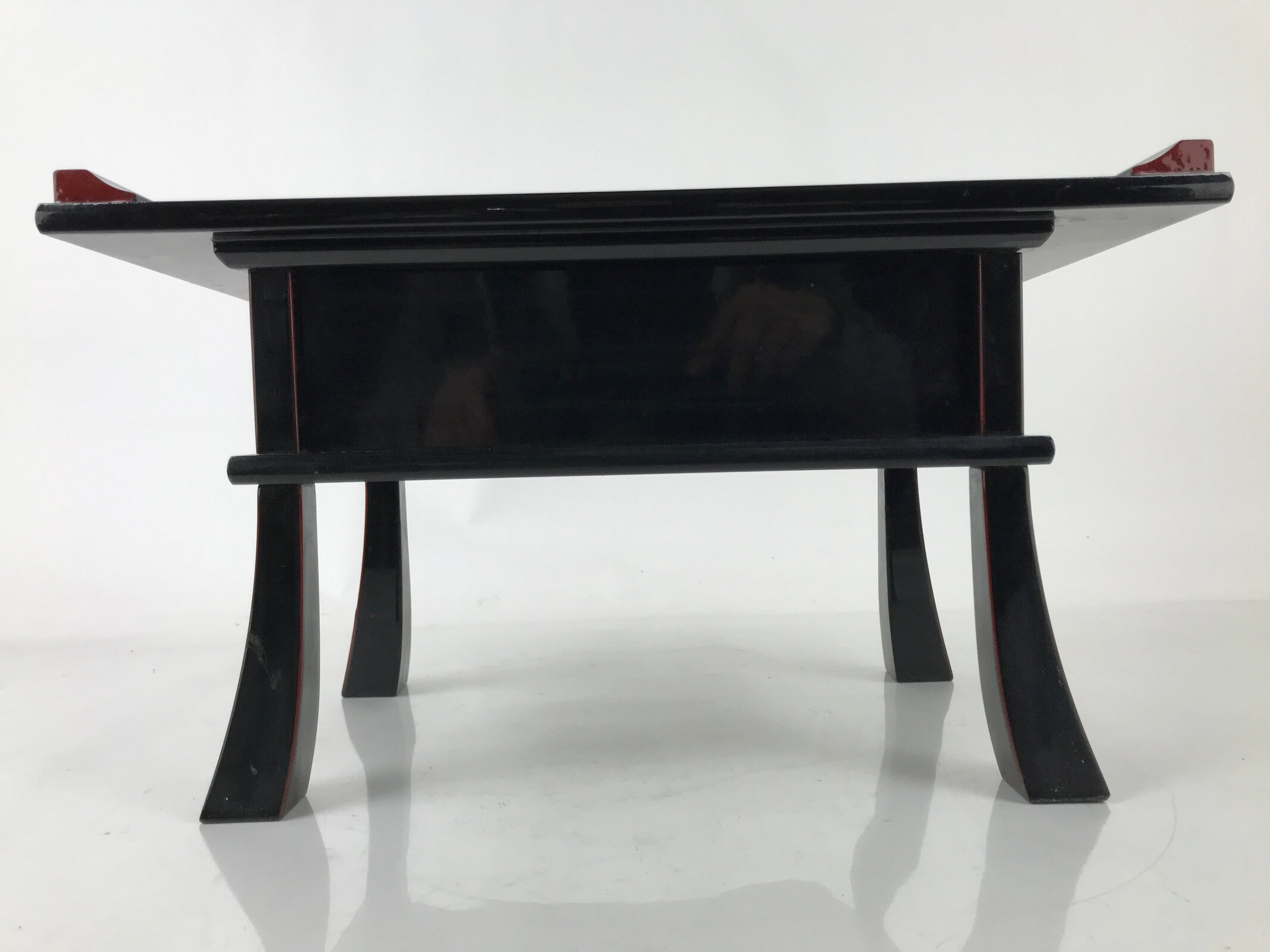 Japanese Buddhist Altar Fitting Lacquer Kyozukue Offering Table Black Gold BA498