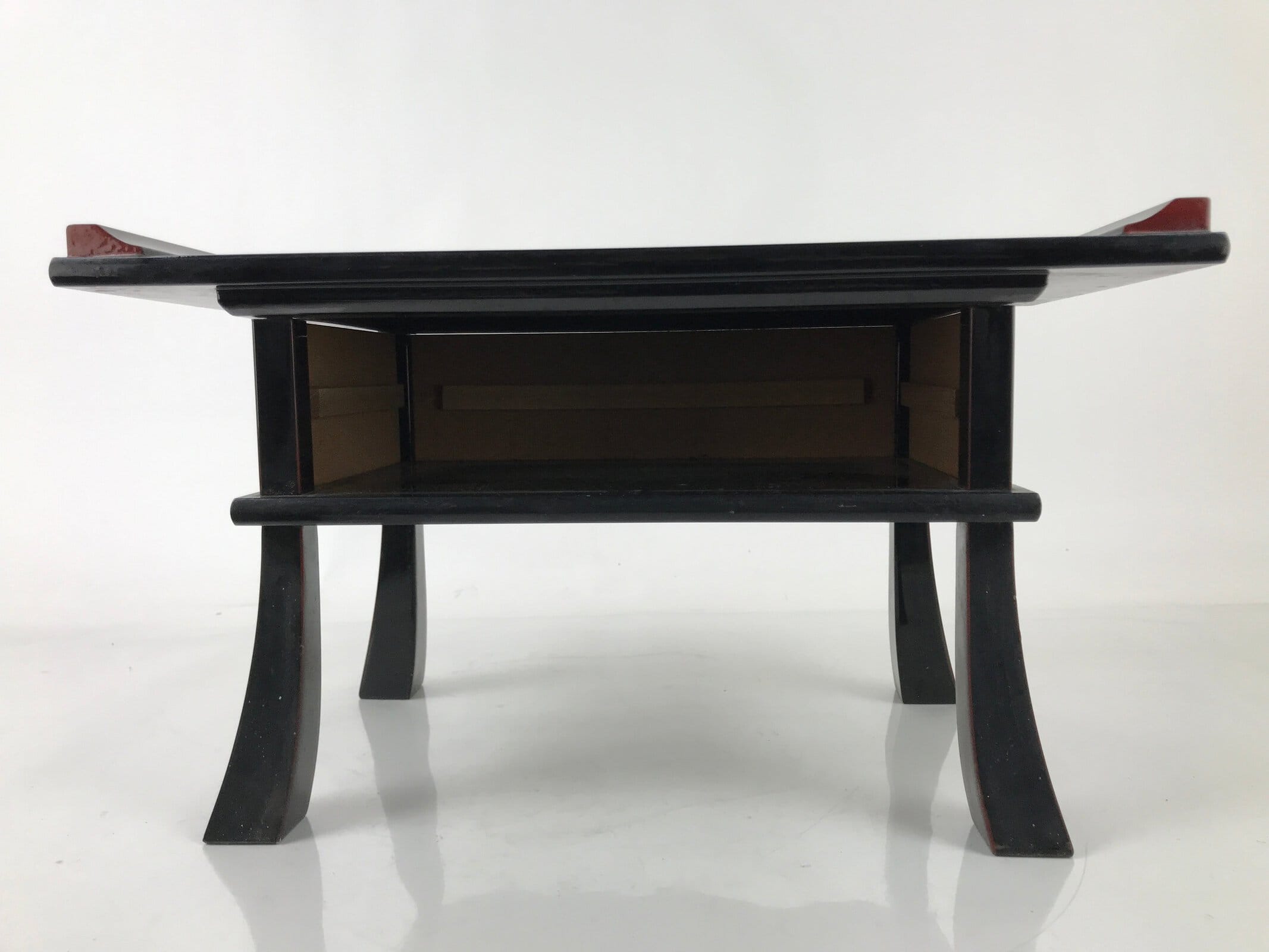 Japanese Buddhist Altar Fitting Lacquer Kyozukue Offering Table Black Gold BA498