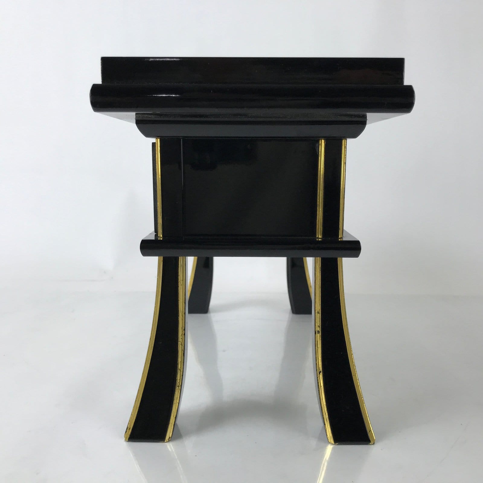 Japanese Buddhist Altar Fitting Lacquer Kyozukue Offering Table Black Gold BA577