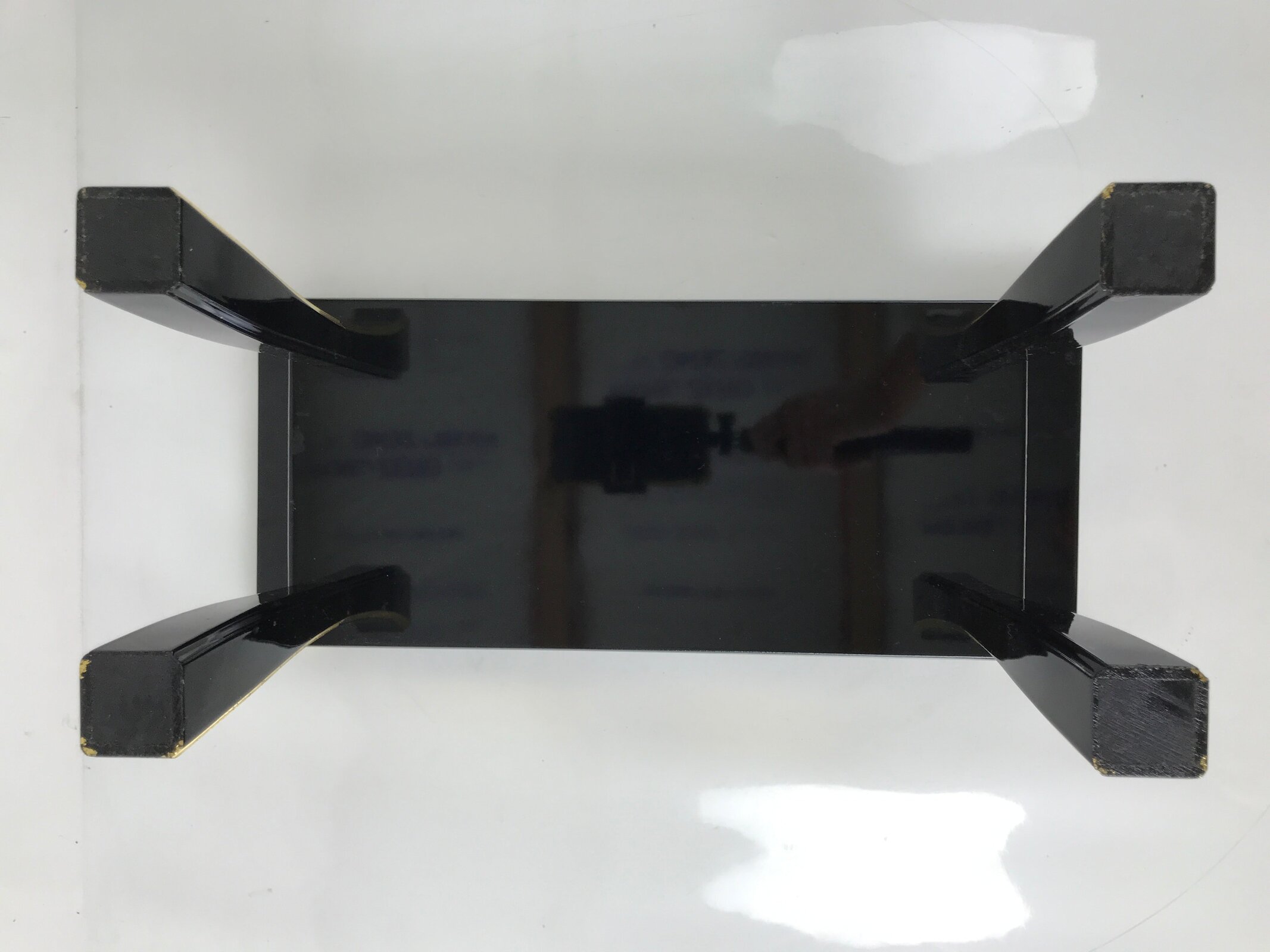 Japanese Buddhist Altar Fitting Lacquer Kyozukue Offering Table Black Gold BA577