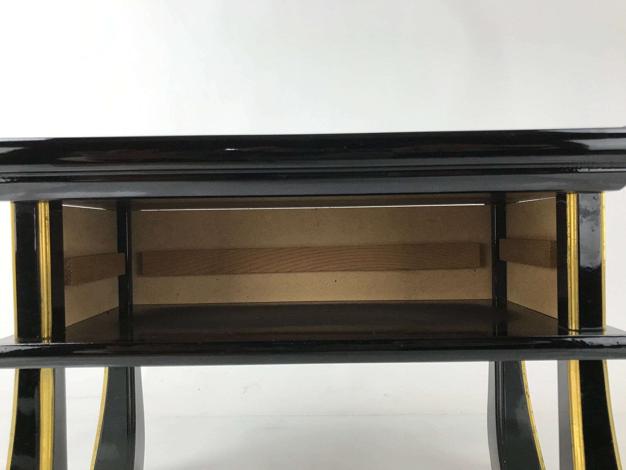 Japanese Buddhist Altar Fitting Lacquer Kyozukue Offering Table Black Gold BA577