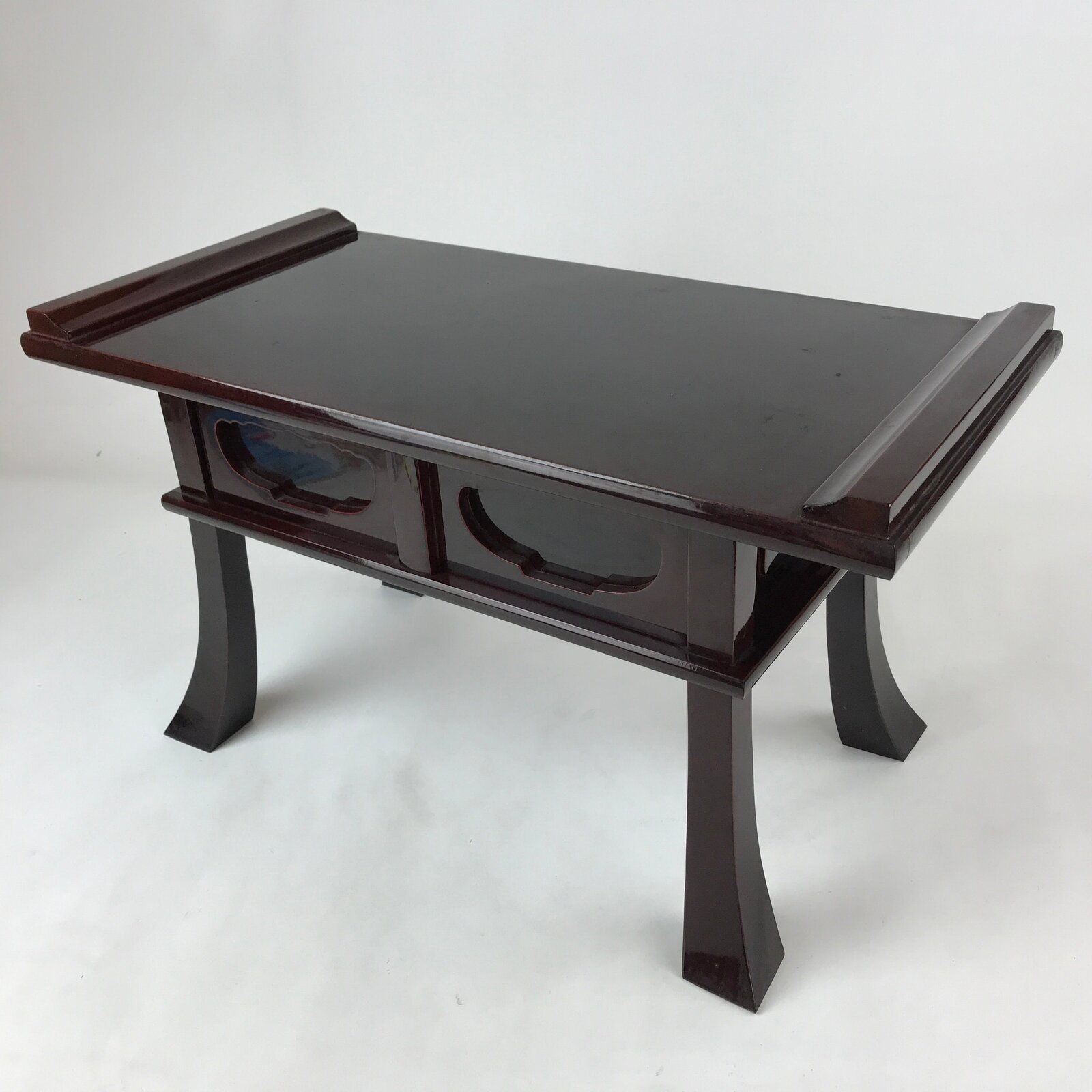 Japanese Buddhist Altar Fitting Lacquer Kyozukue Offering Table Vtg Brown BA242