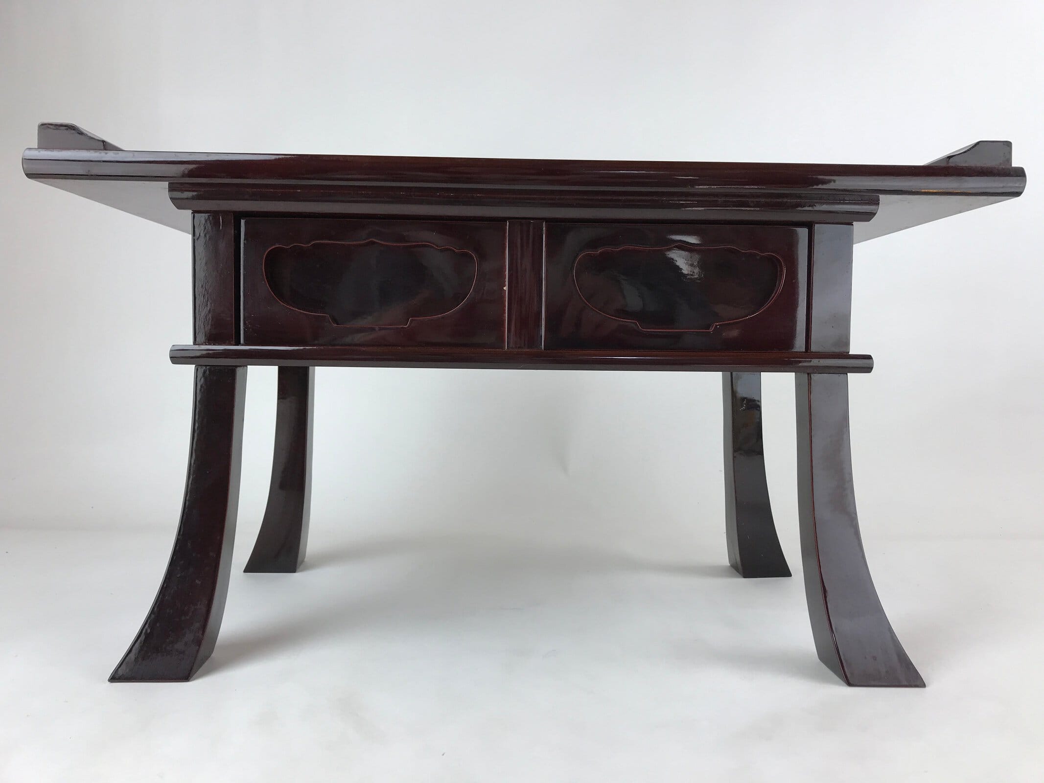 Japanese Buddhist Altar Fitting Lacquer Kyozukue Offering Table Vtg Brown BA242