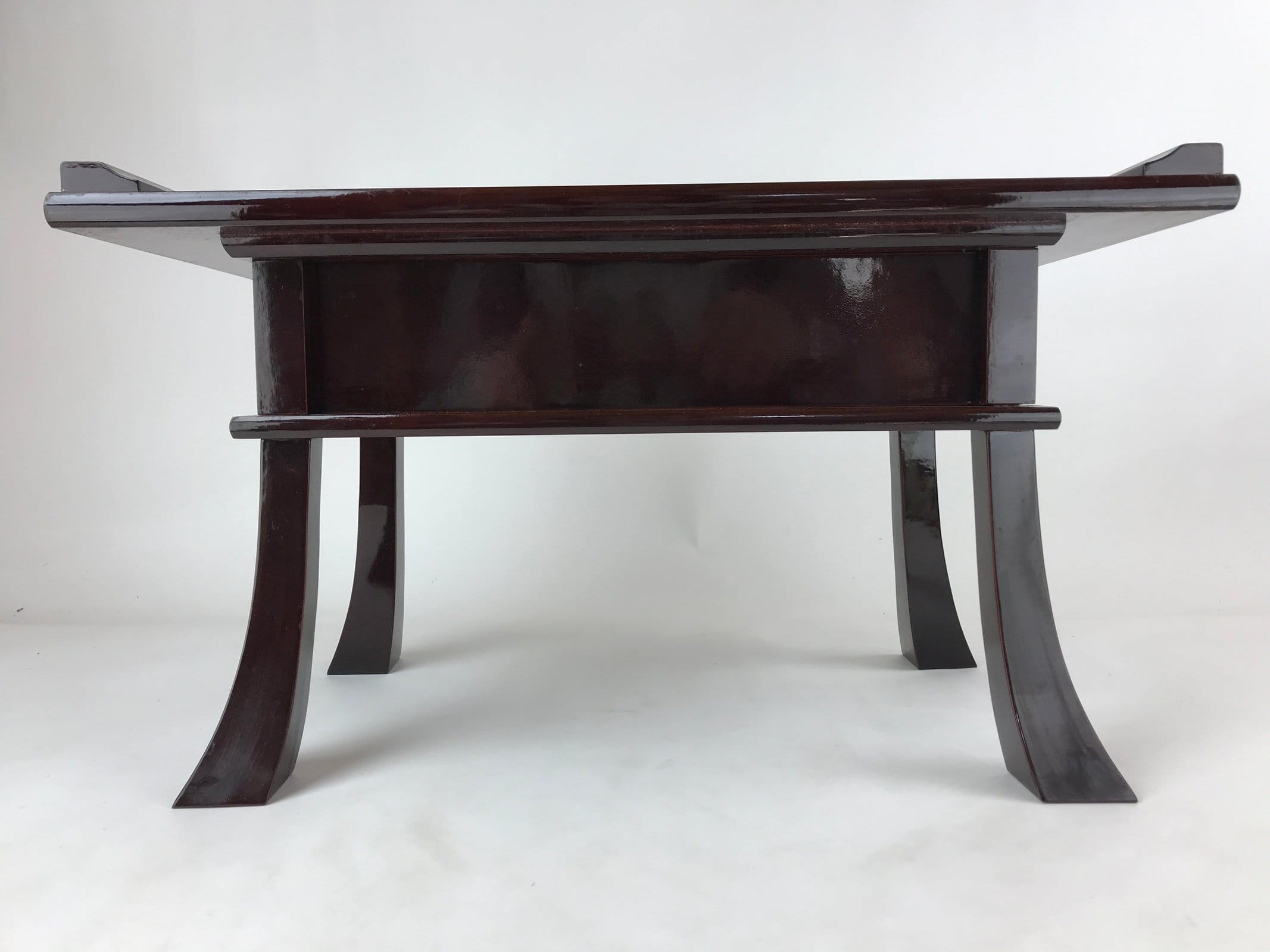 Japanese Buddhist Altar Fitting Lacquer Kyozukue Offering Table Vtg Brown BA242