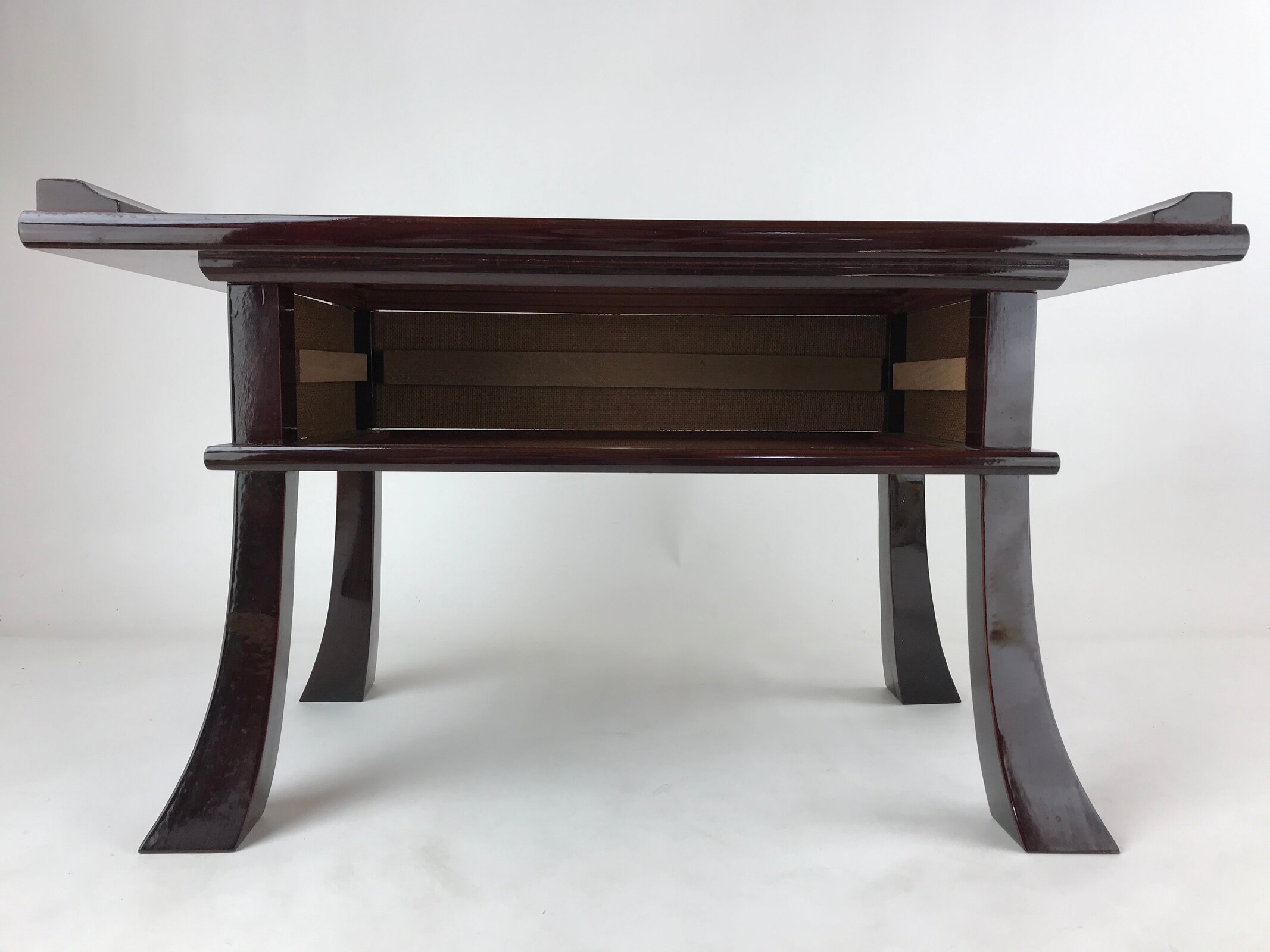 Japanese Buddhist Altar Fitting Lacquer Kyozukue Offering Table Vtg Brown BA242