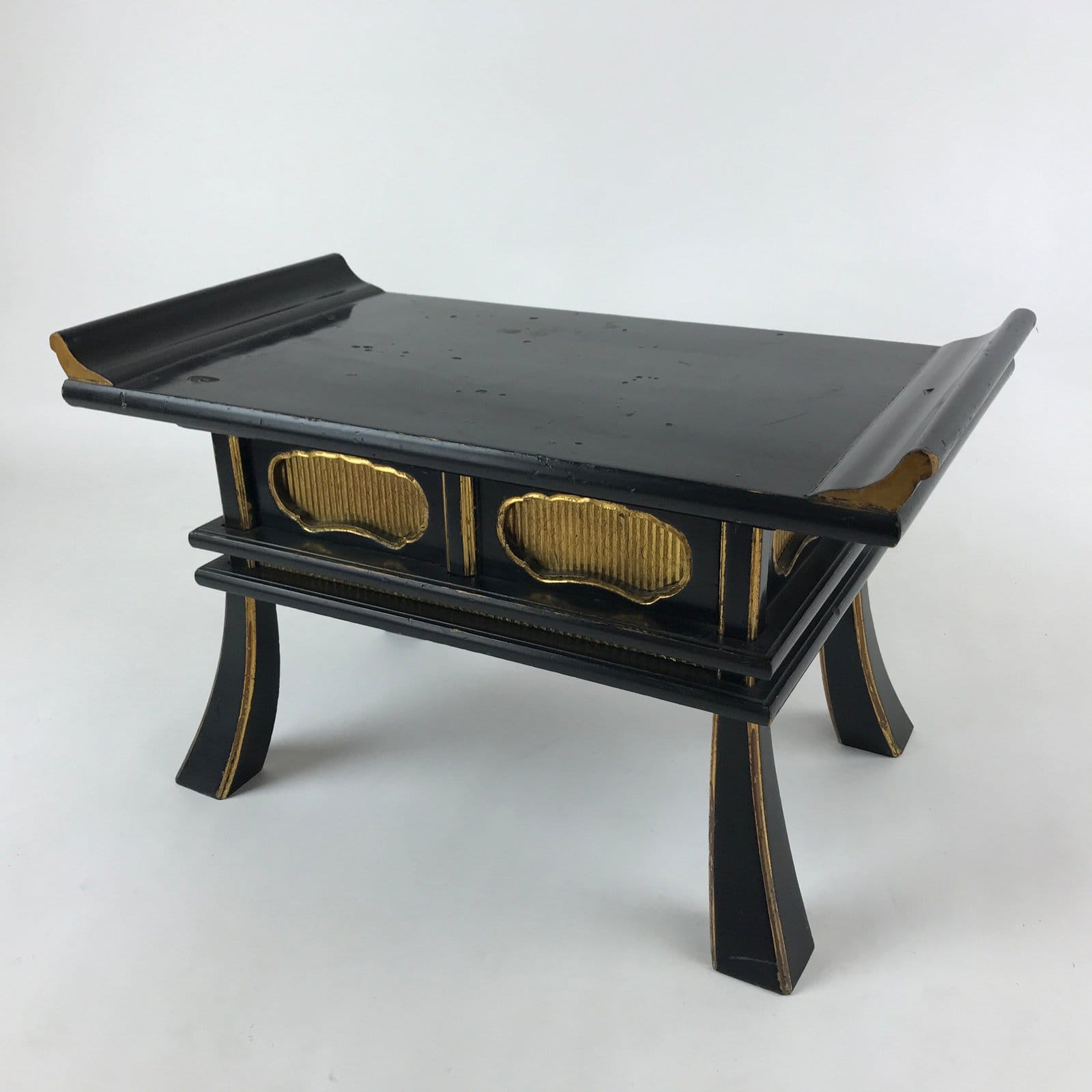 Japanese Buddhist Altar Fitting Lacquered Kyozukue Offering Table Vtg Black BA12
