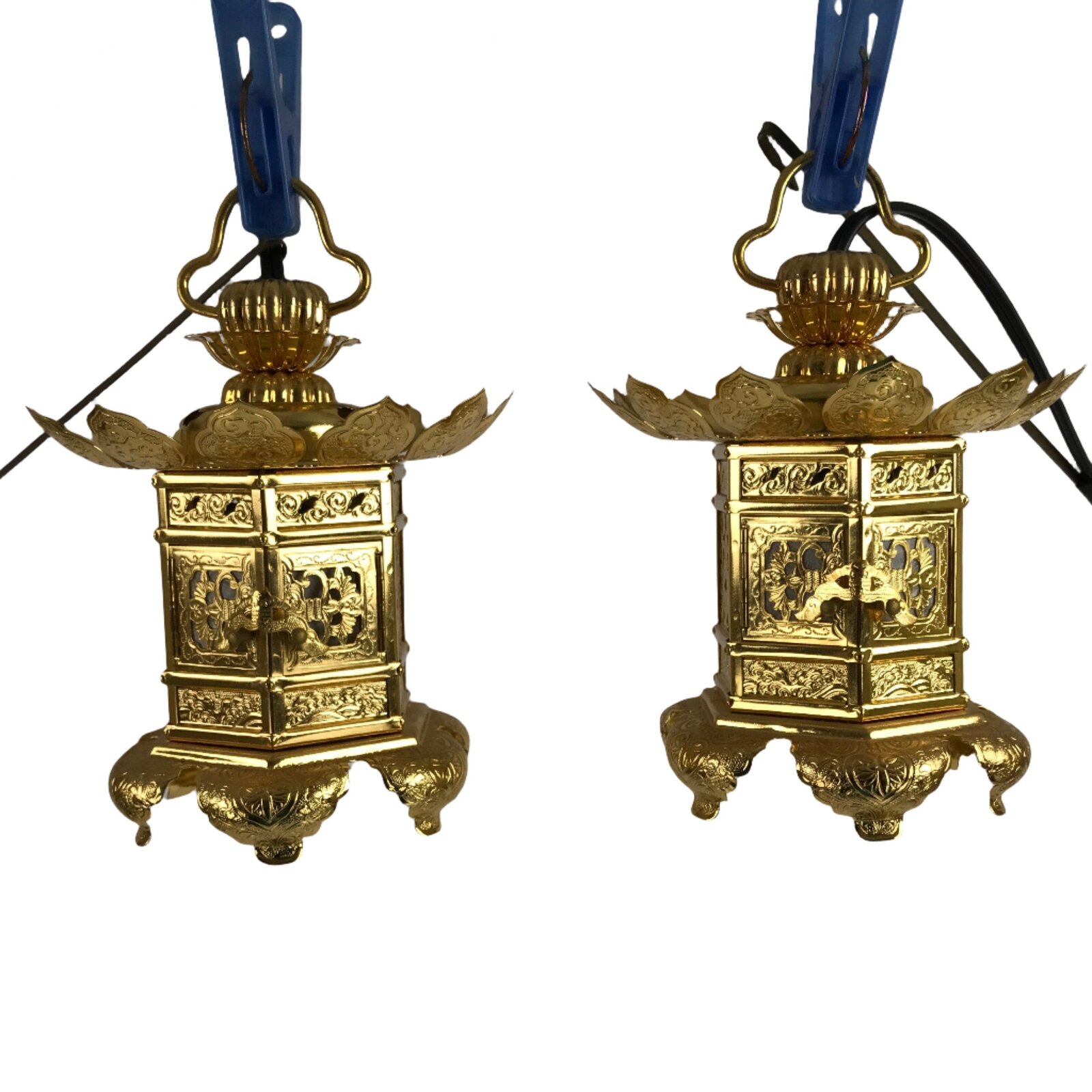 Japanese Buddhist Altar Fitting Metal Butsudan Hanging Lantern Tsuri Toro BA348