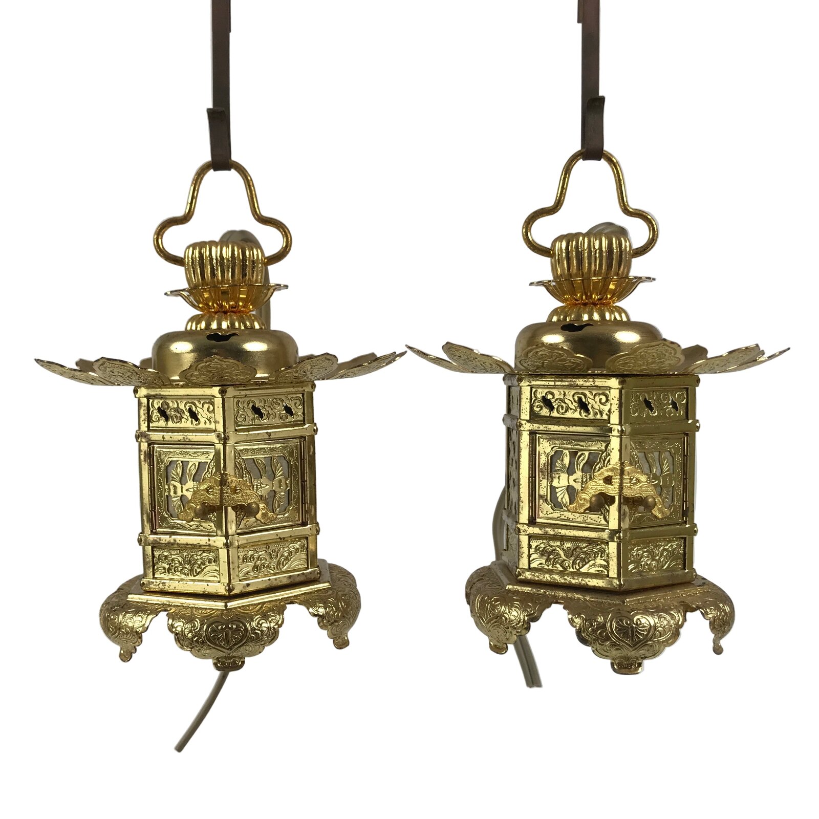 Japanese Buddhist Altar Fitting Metal Butsudan Hanging Lantern Tsuri Toro BA837