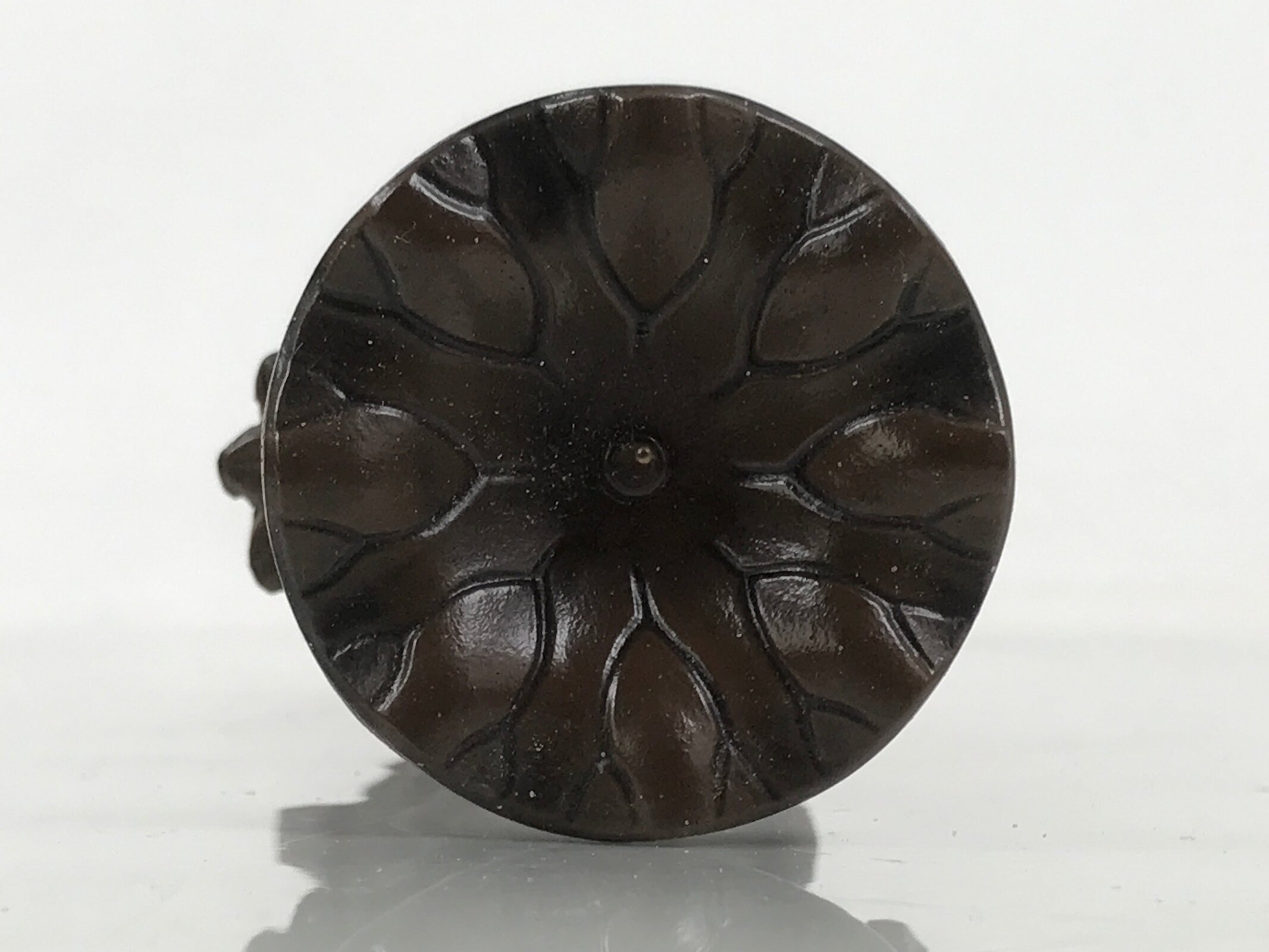 Japanese Buddhist Altar Fitting Metal Candle Stand Vtg Shokudai Bird Brown BA677